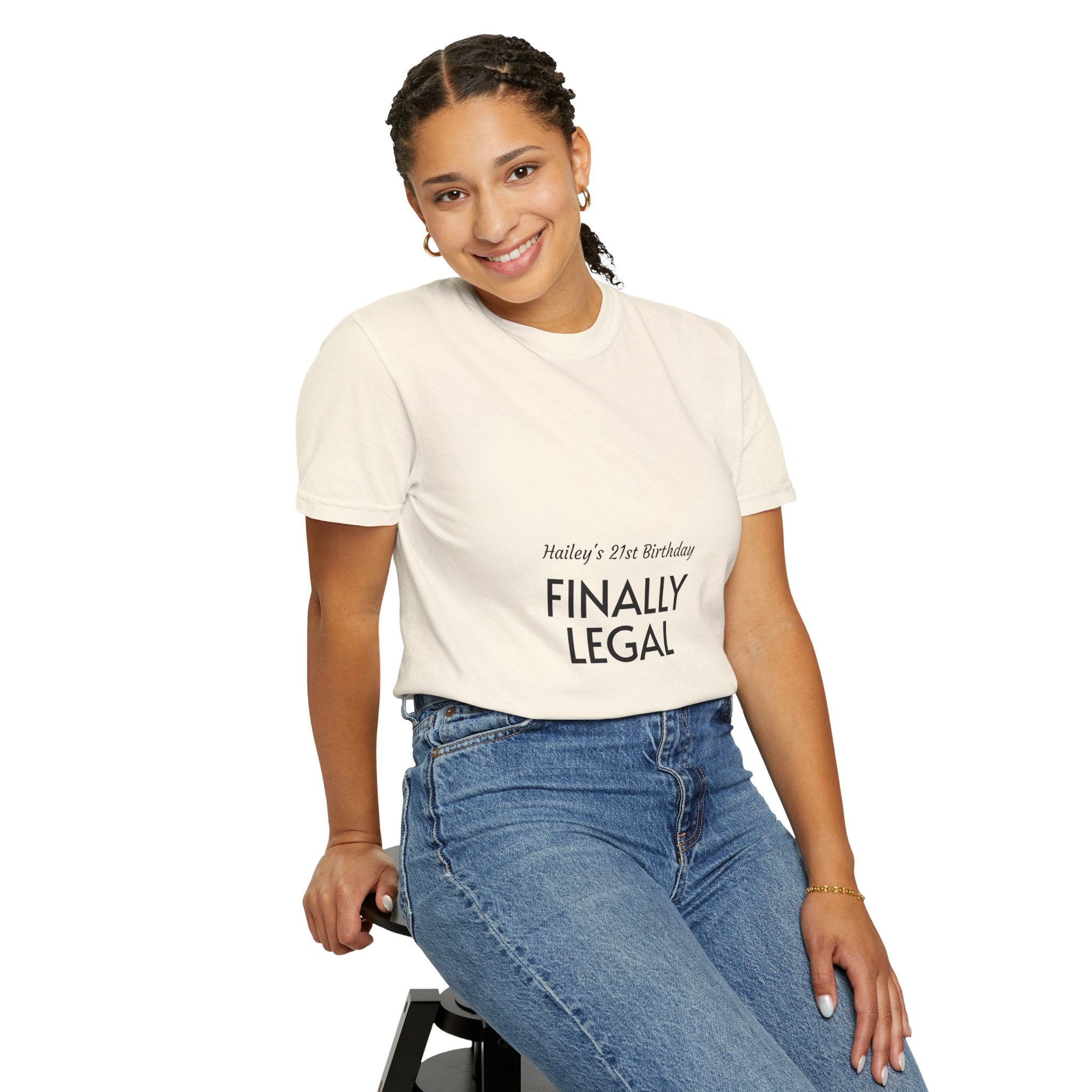 Finally Legal 21st Birthday T-Shirt — "Finally Legal" Front & "Oh My Stars" Back Birthday Tee