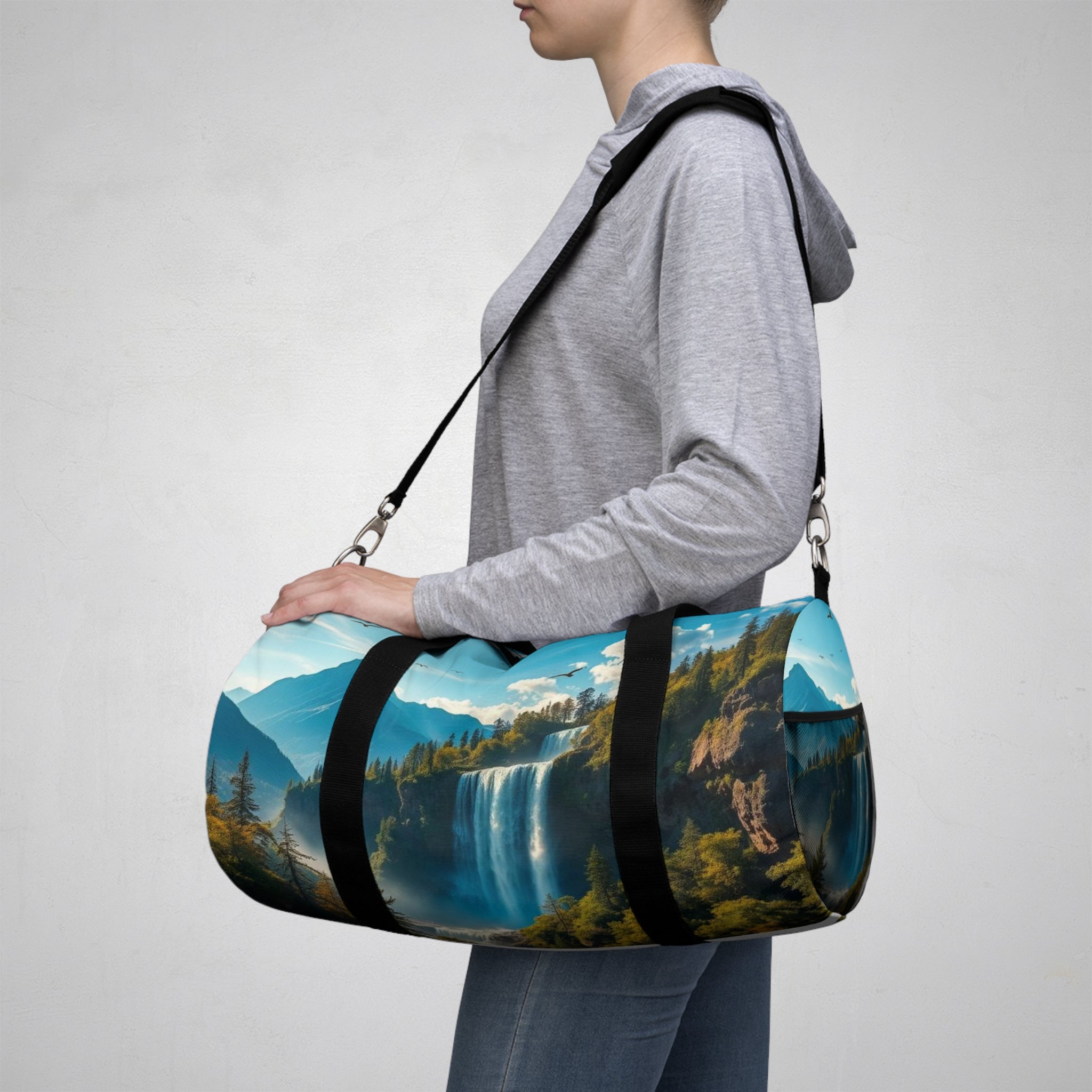 Scenic Waterfall Travel Duffel Bag — Nature Landscape Gym & Weekend Bag