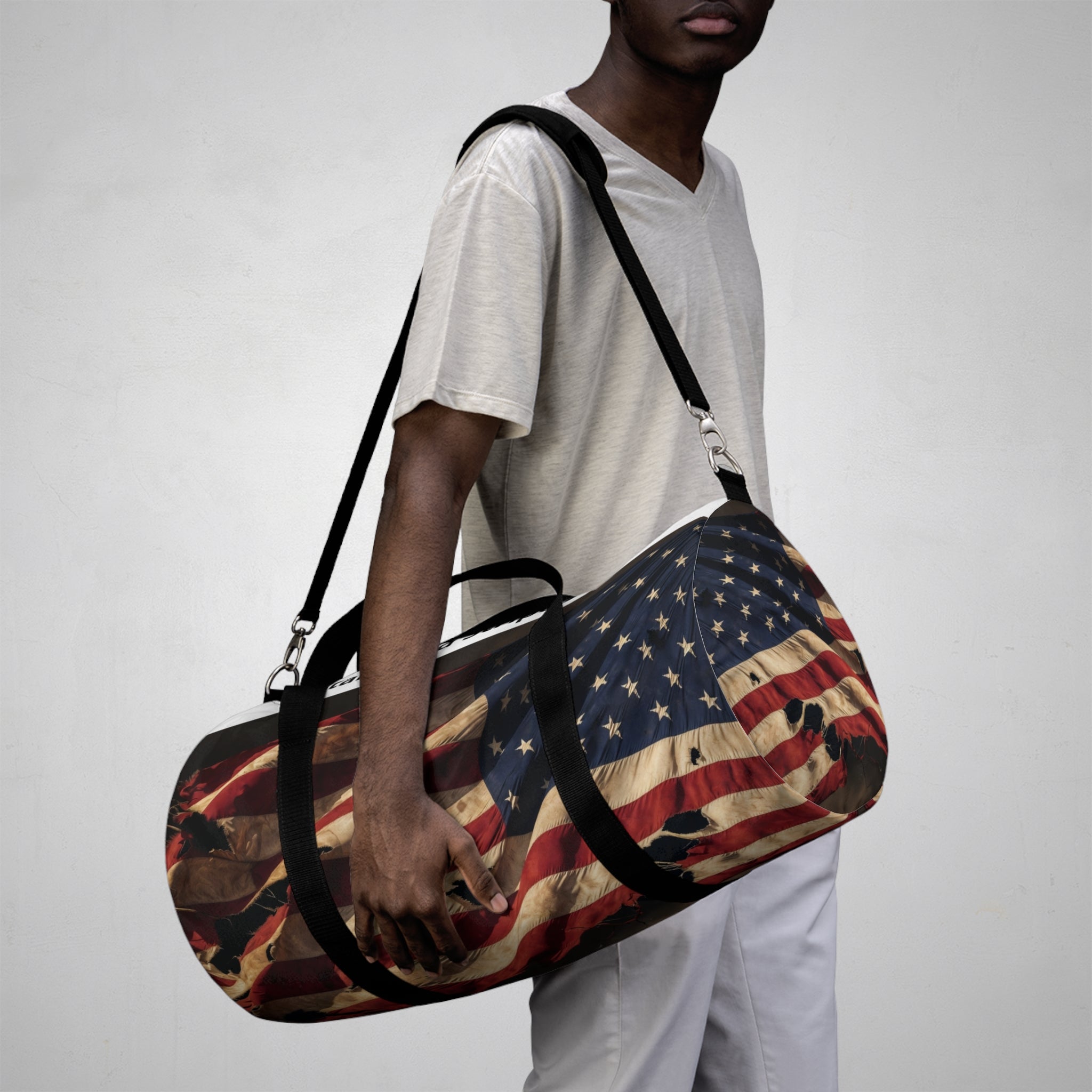 Personalized Patriotic Duffel Bag – Distressed Flag Design