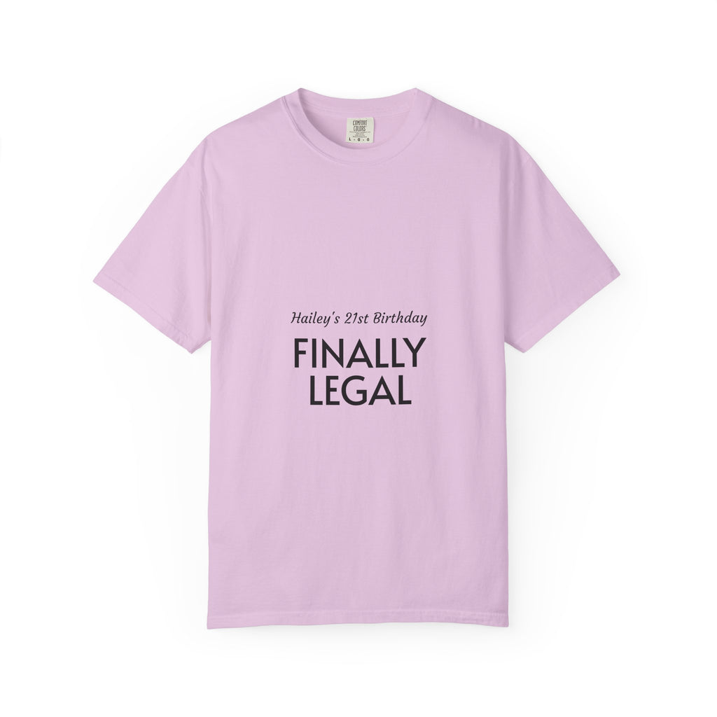 Finally Legal 21st Birthday T-Shirt — "Finally Legal" Front & "Oh My Stars" Back Birthday Tee