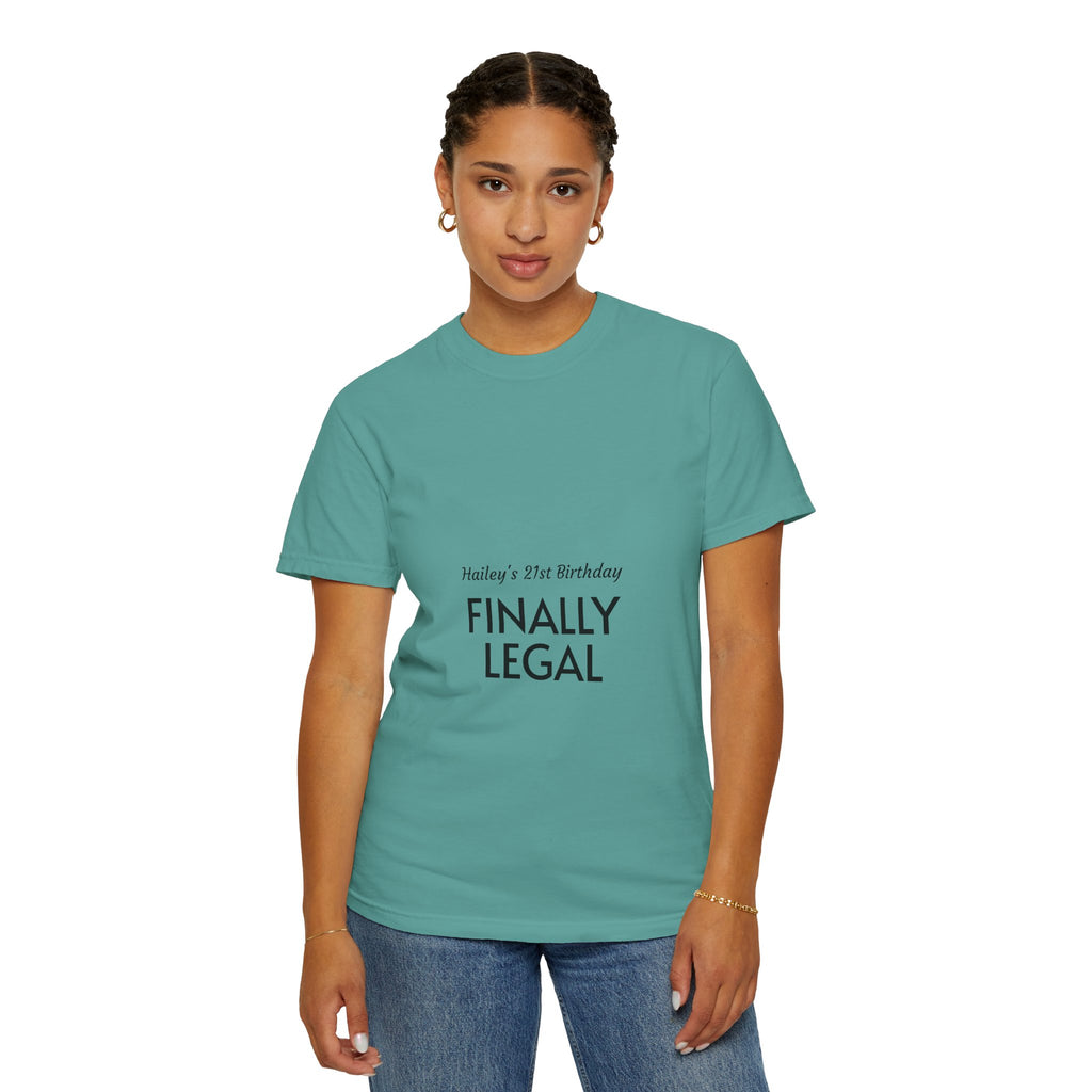 Finally Legal 21st Birthday T-Shirt — "Finally Legal" Front & "Oh My Stars" Back Birthday Tee
