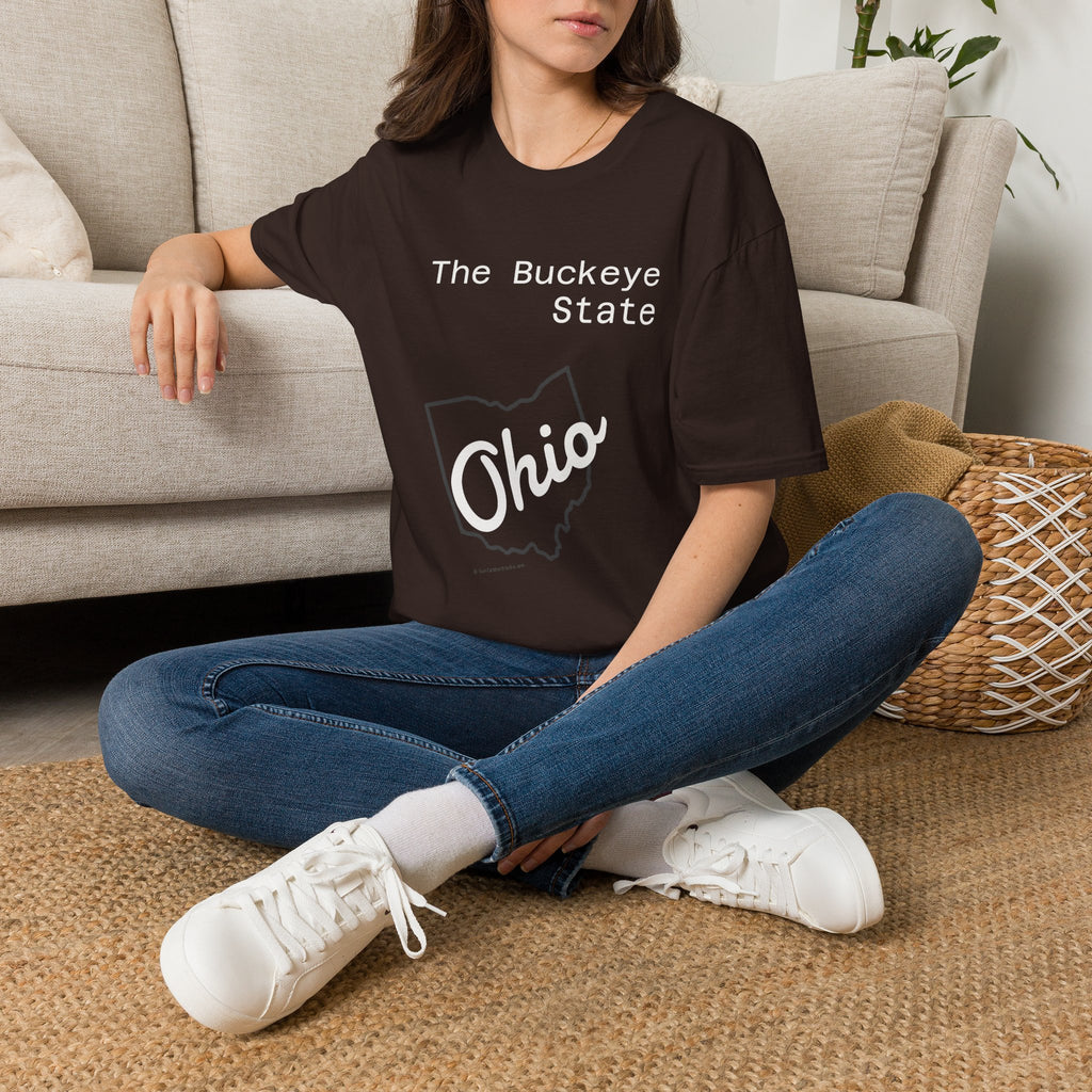 Ohio State Graphic T-Shirt Dark Colors Casual Wear, Gift for Ohioans, State Pride Shirt, Unisex Tee