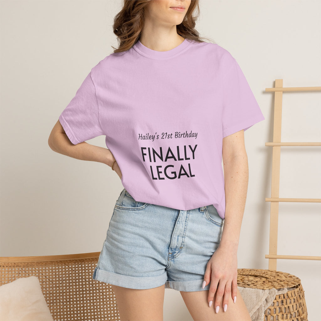 Finally Legal 21st Birthday T-Shirt — "Finally Legal" Front & "Oh My Stars" Back Birthday Tee