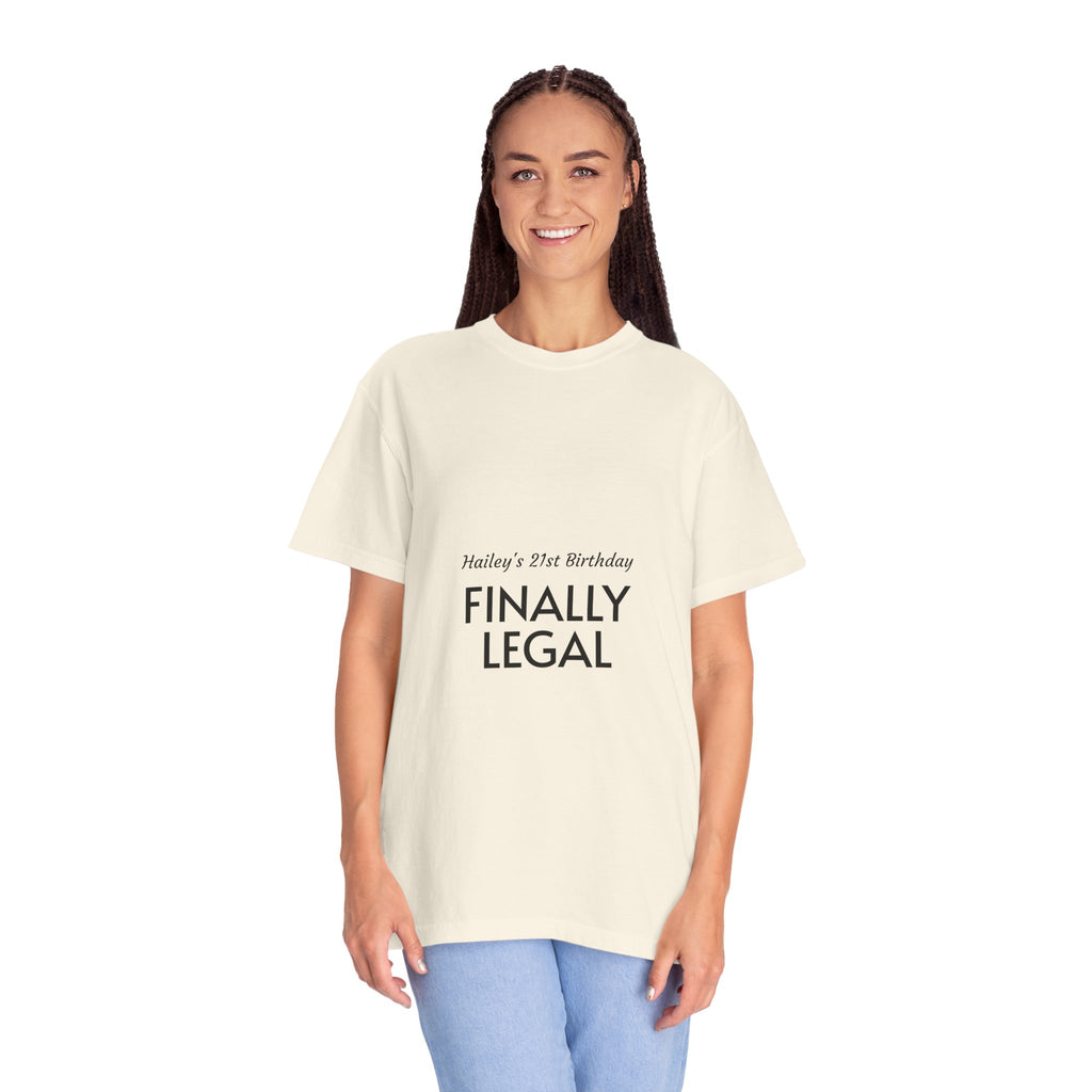 Finally Legal 21st Birthday T-Shirt — "Finally Legal" Front & "Oh My Stars" Back Birthday Tee