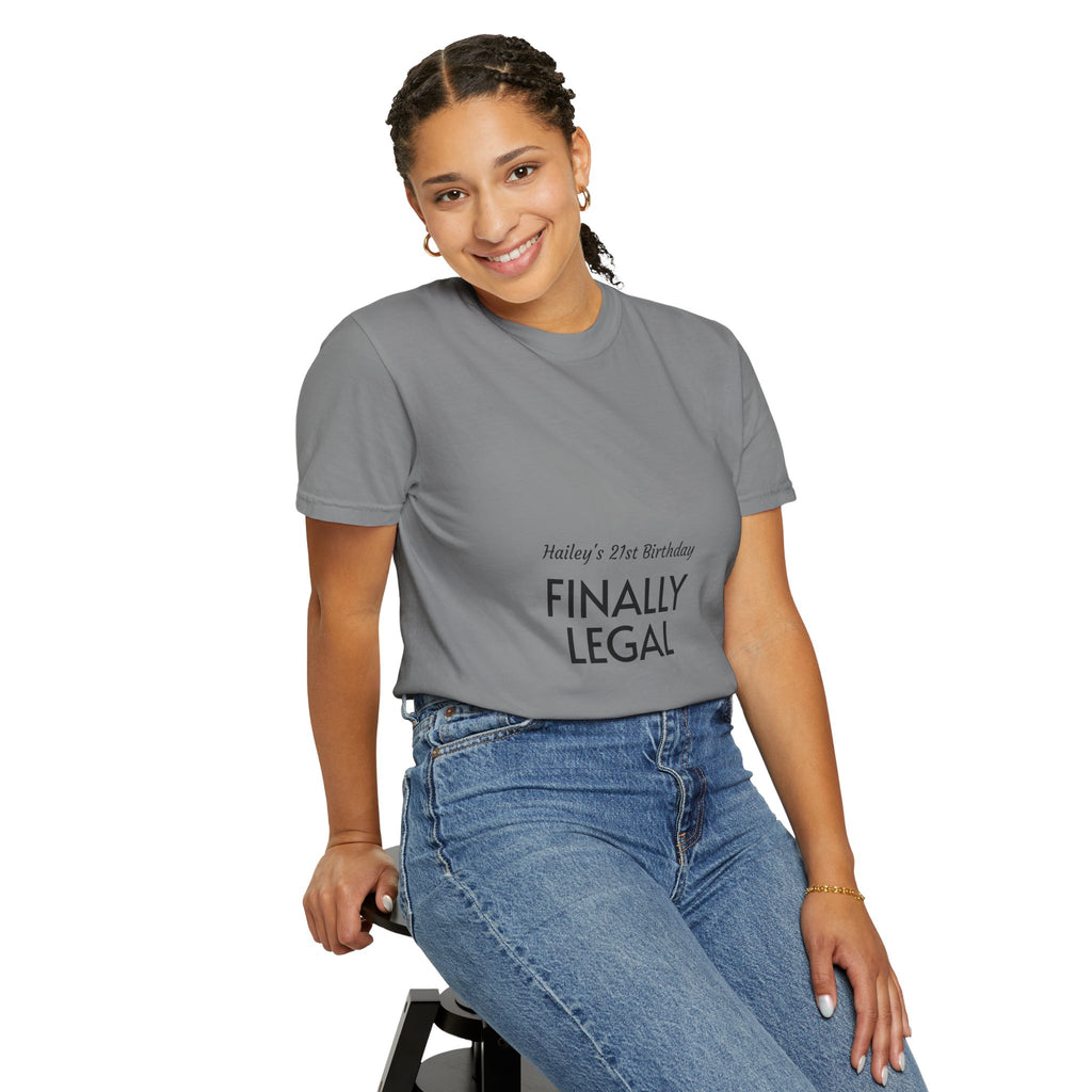Finally Legal 21st Birthday T-Shirt — "Finally Legal" Front & "Oh My Stars" Back Birthday Tee