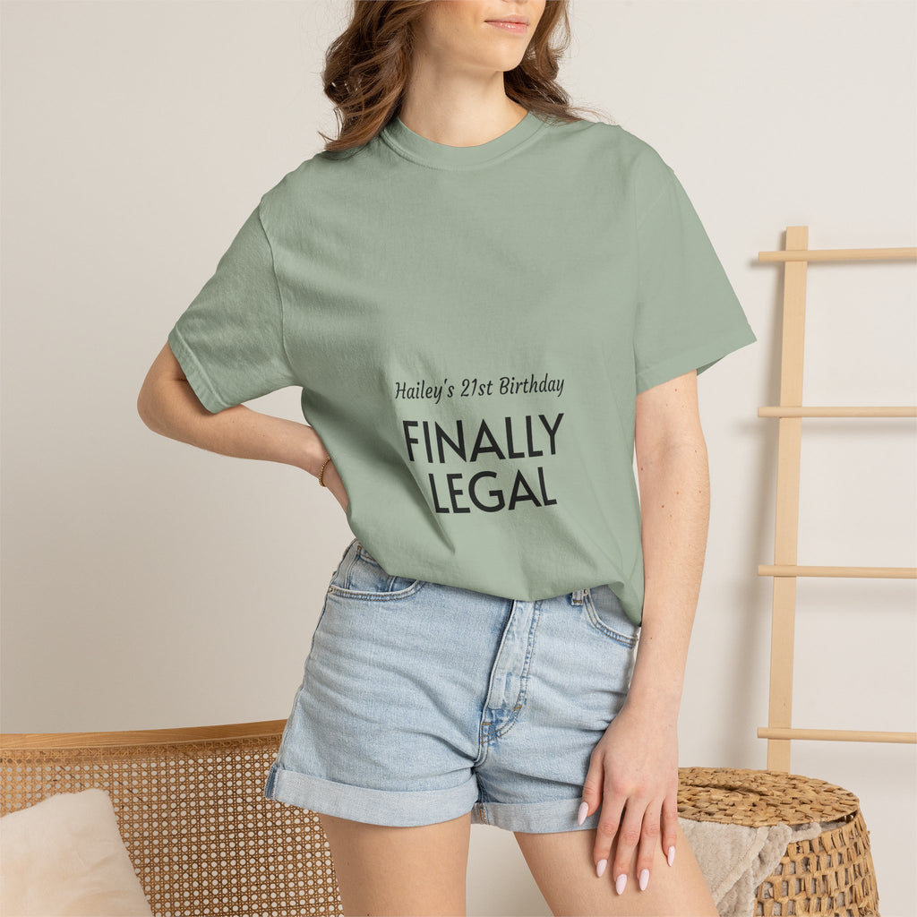 Finally Legal 21st Birthday T-Shirt — "Finally Legal" Front & "Oh My Stars" Back Birthday Tee