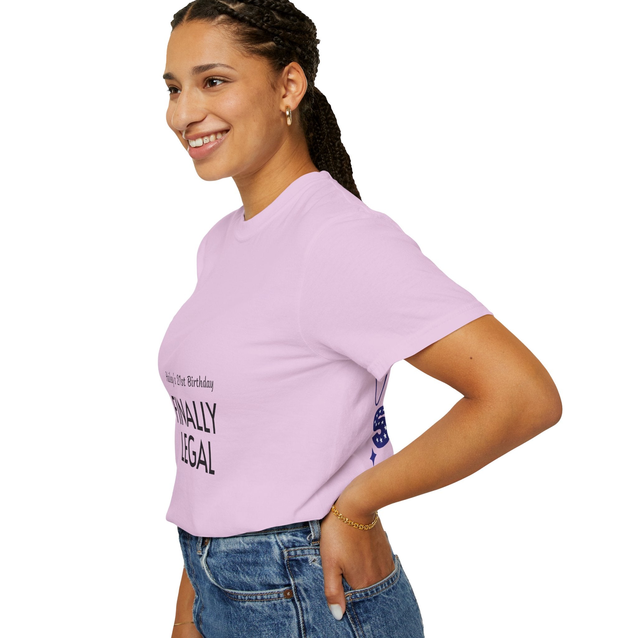 Finally Legal 21st Birthday T-Shirt — "Finally Legal" Front & "Oh My Stars" Back Birthday Tee