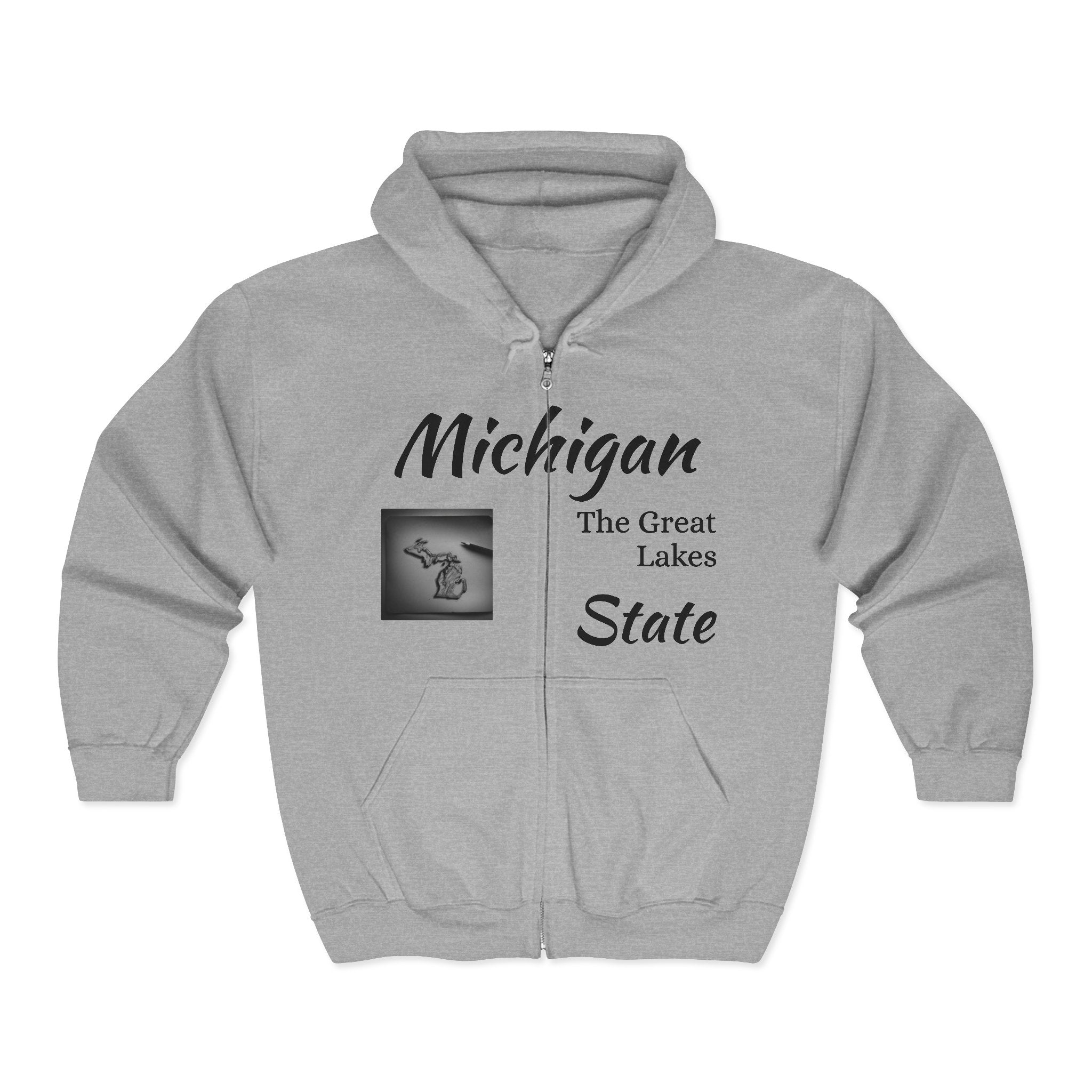 Michigan Great Lakes State Full Zip Hoodie Sweatshirt, Hooded Jacket, Michigan Lover Gift, Midwest Apparel, Lake Michigan Sweatshirt