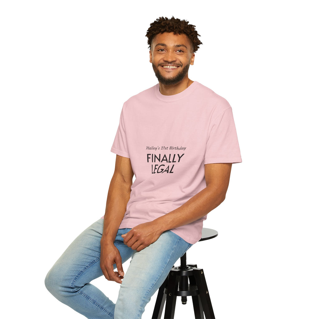 Finally Legal 21st Birthday T-Shirt — "Finally Legal" Front & "Oh My Stars" Back Birthday Tee