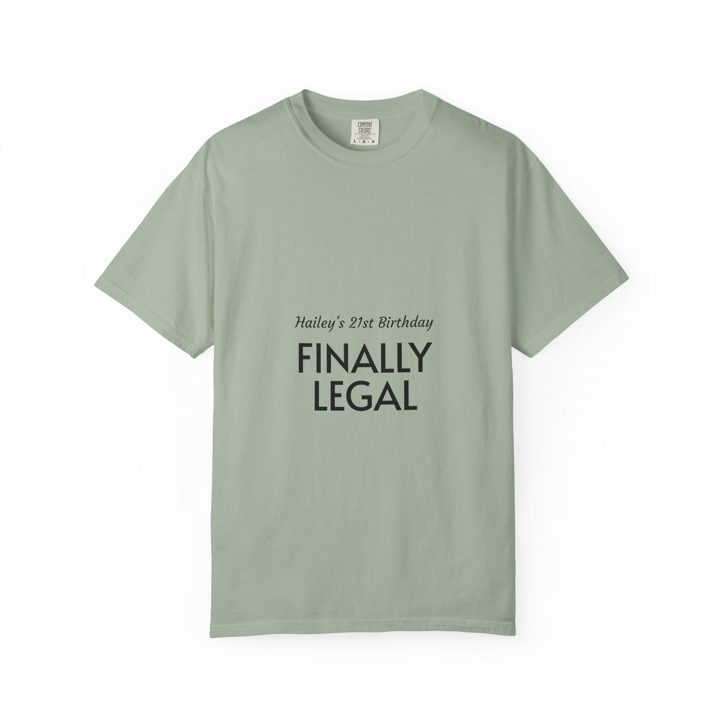 Finally Legal 21st Birthday T-Shirt — "Finally Legal" Front & "Oh My Stars" Back Birthday Tee