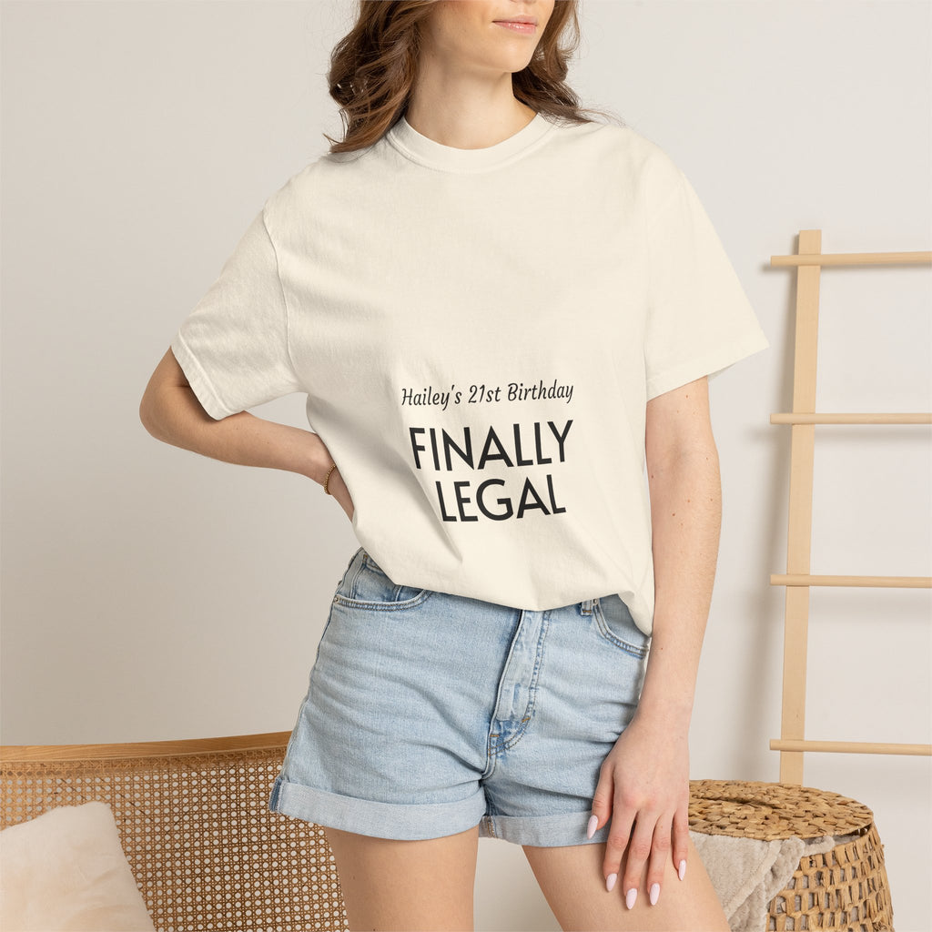 Finally Legal 21st Birthday T-Shirt — "Finally Legal" Front & "Oh My Stars" Back Birthday Tee