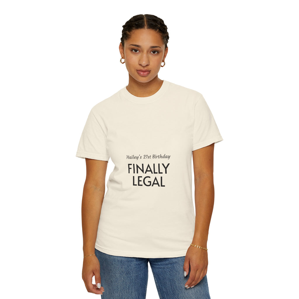 Finally Legal 21st Birthday T-Shirt — "Finally Legal" Front & "Oh My Stars" Back Birthday Tee