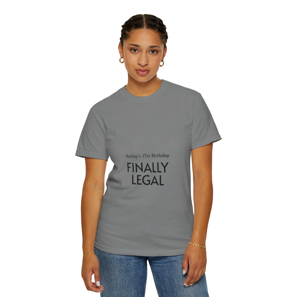 Finally Legal 21st Birthday T-Shirt — "Finally Legal" Front & "Oh My Stars" Back Birthday Tee