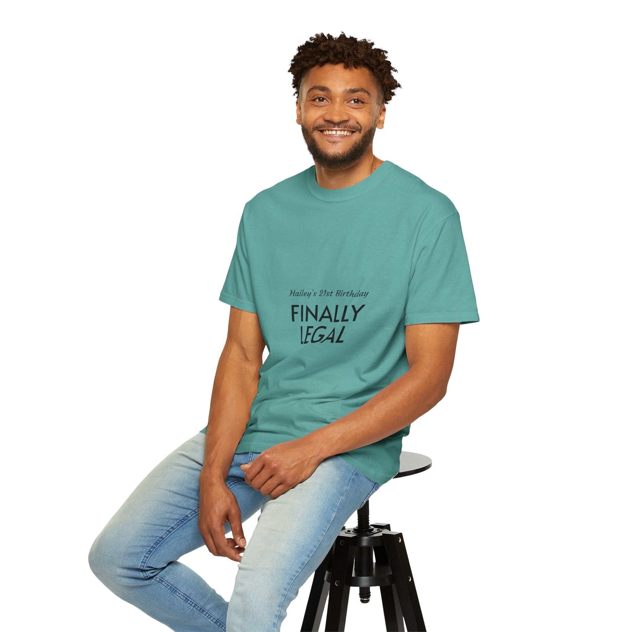 Finally Legal 21st Birthday T-Shirt — "Finally Legal" Front & "Oh My Stars" Back Birthday Tee