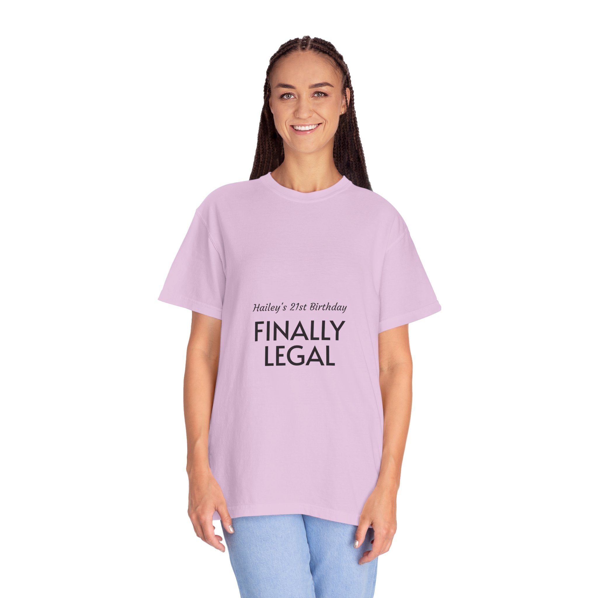 Finally Legal 21st Birthday T-Shirt — "Finally Legal" Front & "Oh My Stars" Back Birthday Tee
