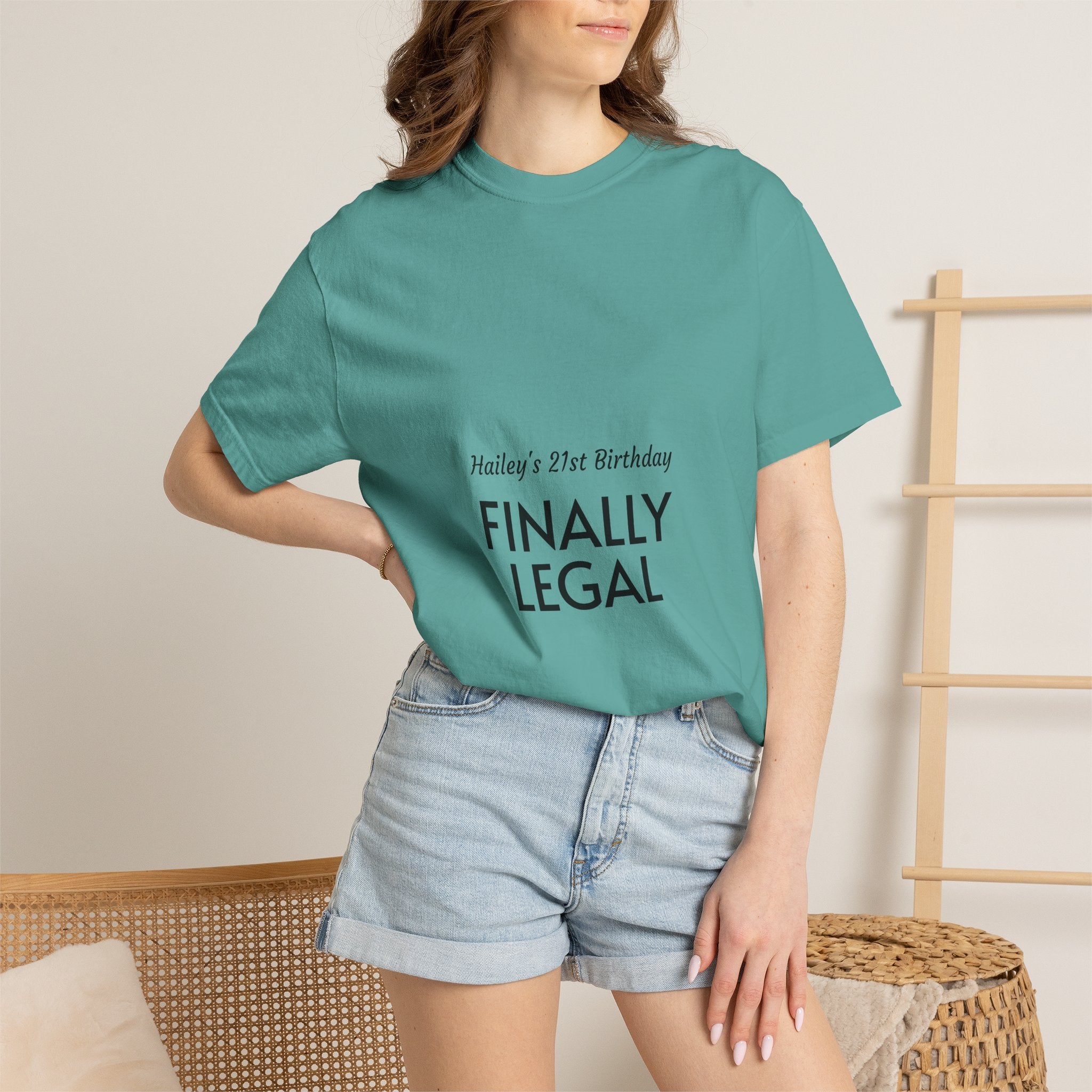 Finally Legal 21st Birthday T-Shirt — "Finally Legal" Front & "Oh My Stars" Back Birthday Tee