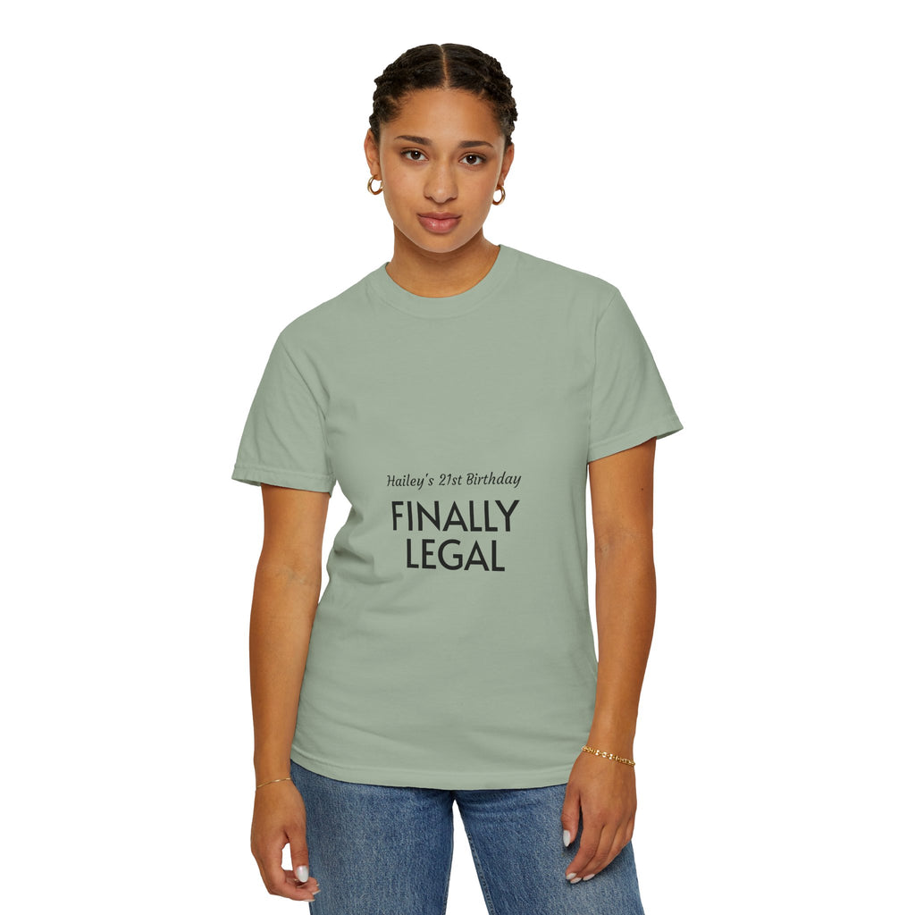 Finally Legal 21st Birthday T-Shirt — "Finally Legal" Front & "Oh My Stars" Back Birthday Tee