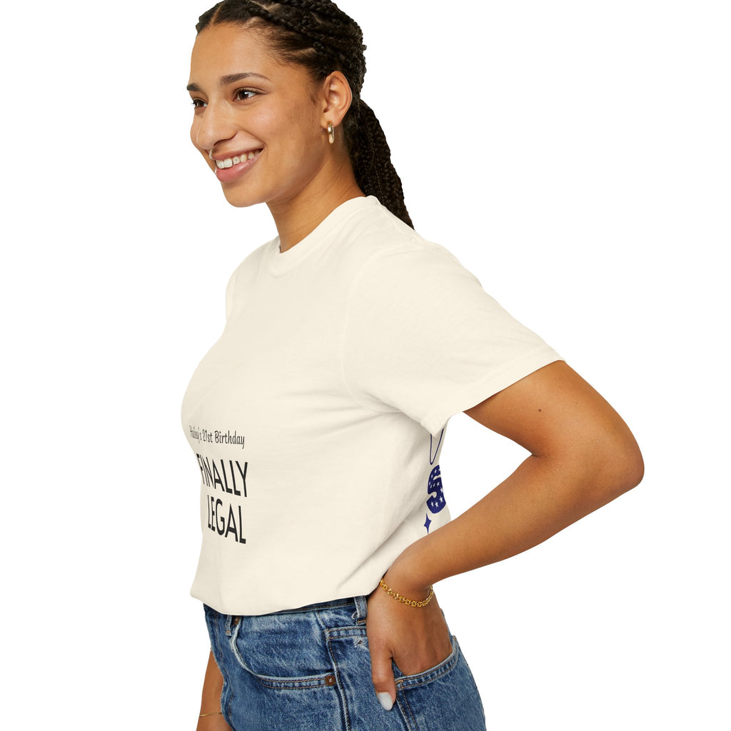 Finally Legal 21st Birthday T-Shirt — "Finally Legal" Front & "Oh My Stars" Back Birthday Tee