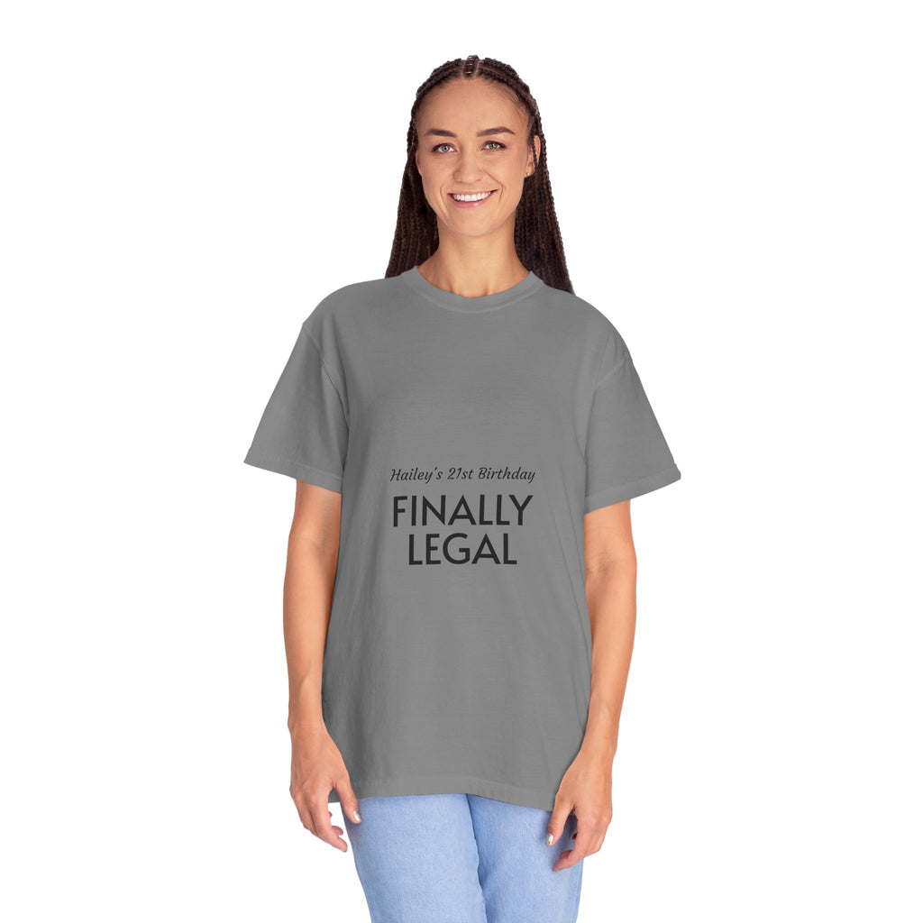 Finally Legal 21st Birthday T-Shirt — "Finally Legal" Front & "Oh My Stars" Back Birthday Tee