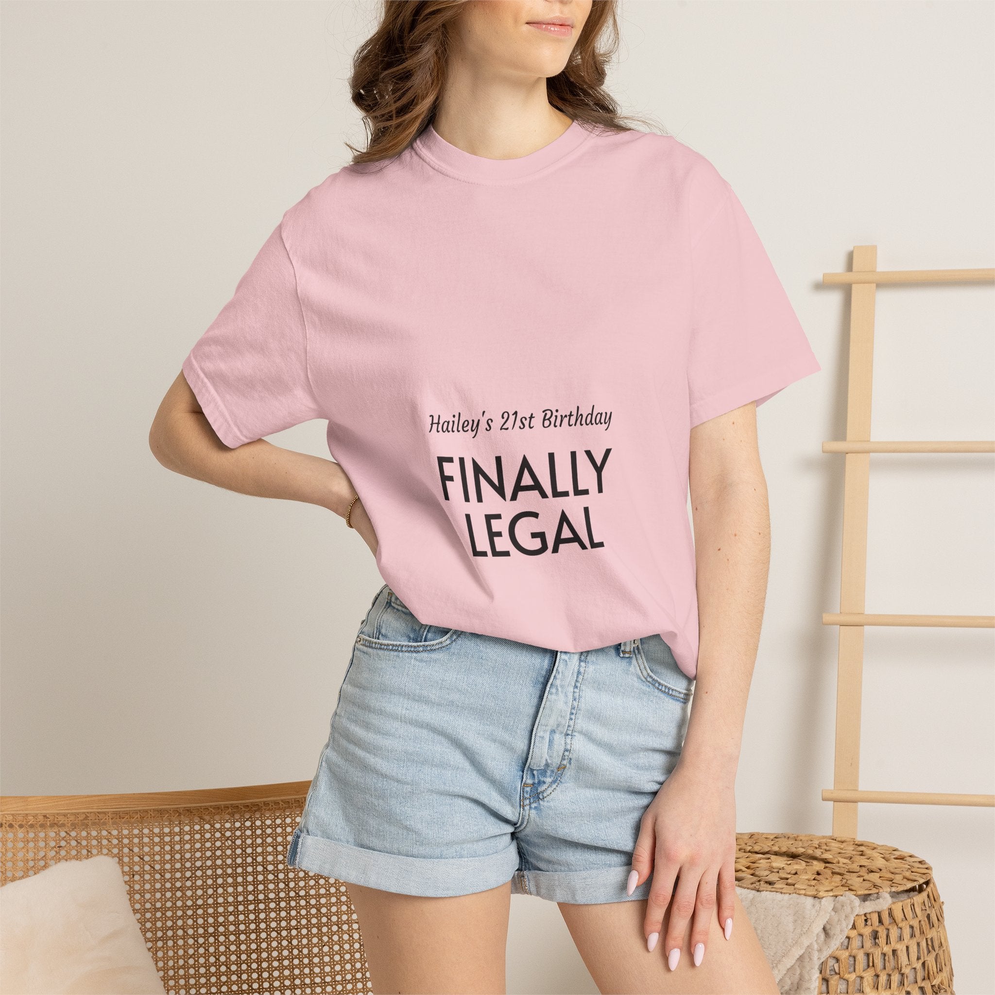 Finally Legal 21st Birthday T-Shirt — "Finally Legal" Front & "Oh My Stars" Back Birthday Tee