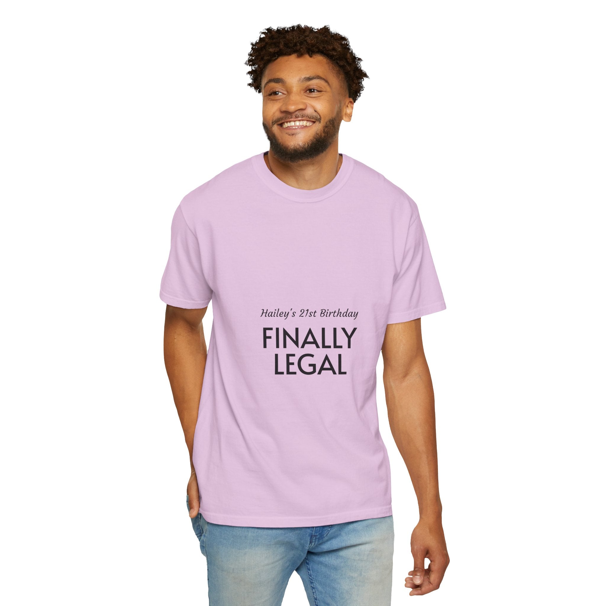 Finally Legal 21st Birthday T-Shirt — "Finally Legal" Front & "Oh My Stars" Back Birthday Tee