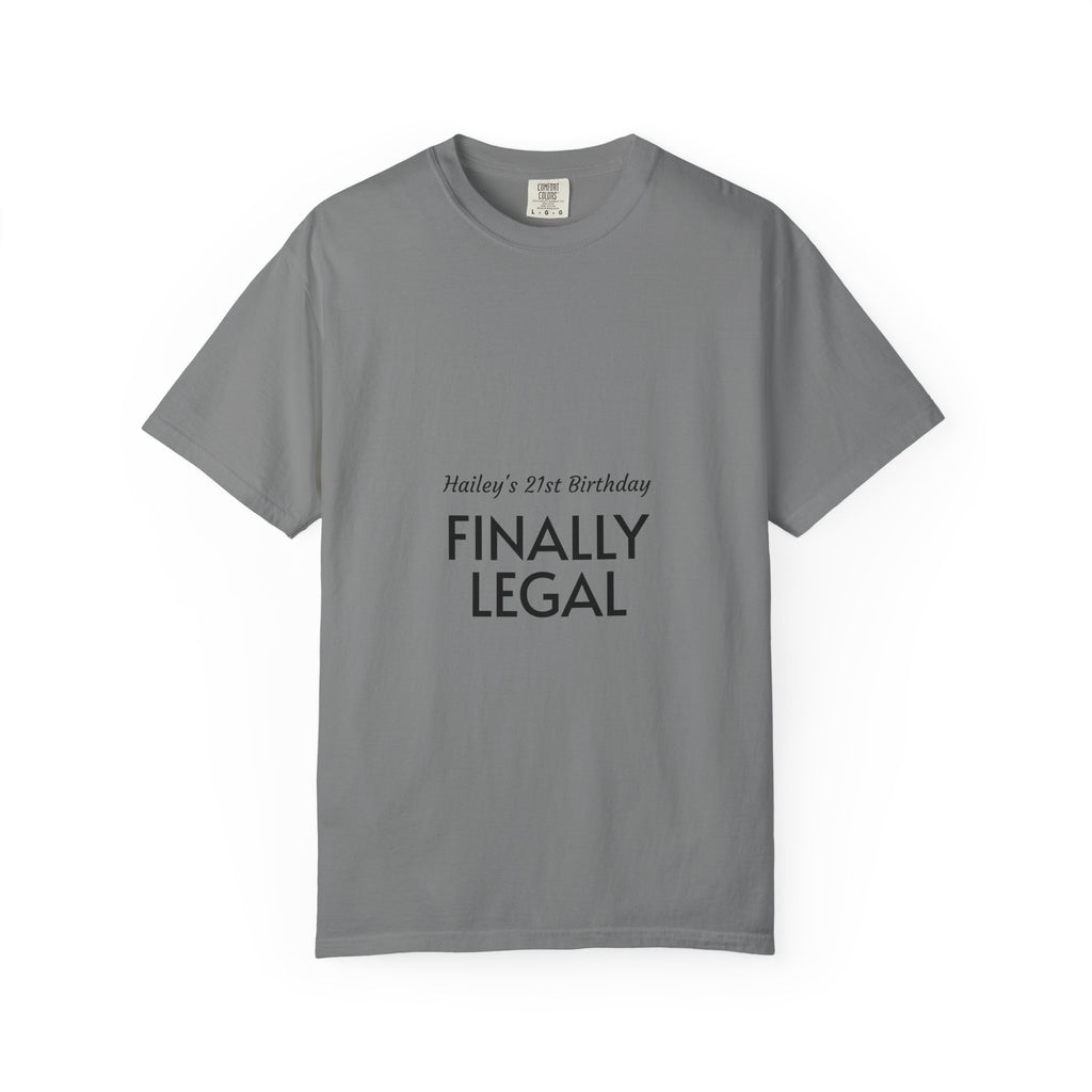 Finally Legal 21st Birthday T-Shirt — "Finally Legal" Front & "Oh My Stars" Back Birthday Tee