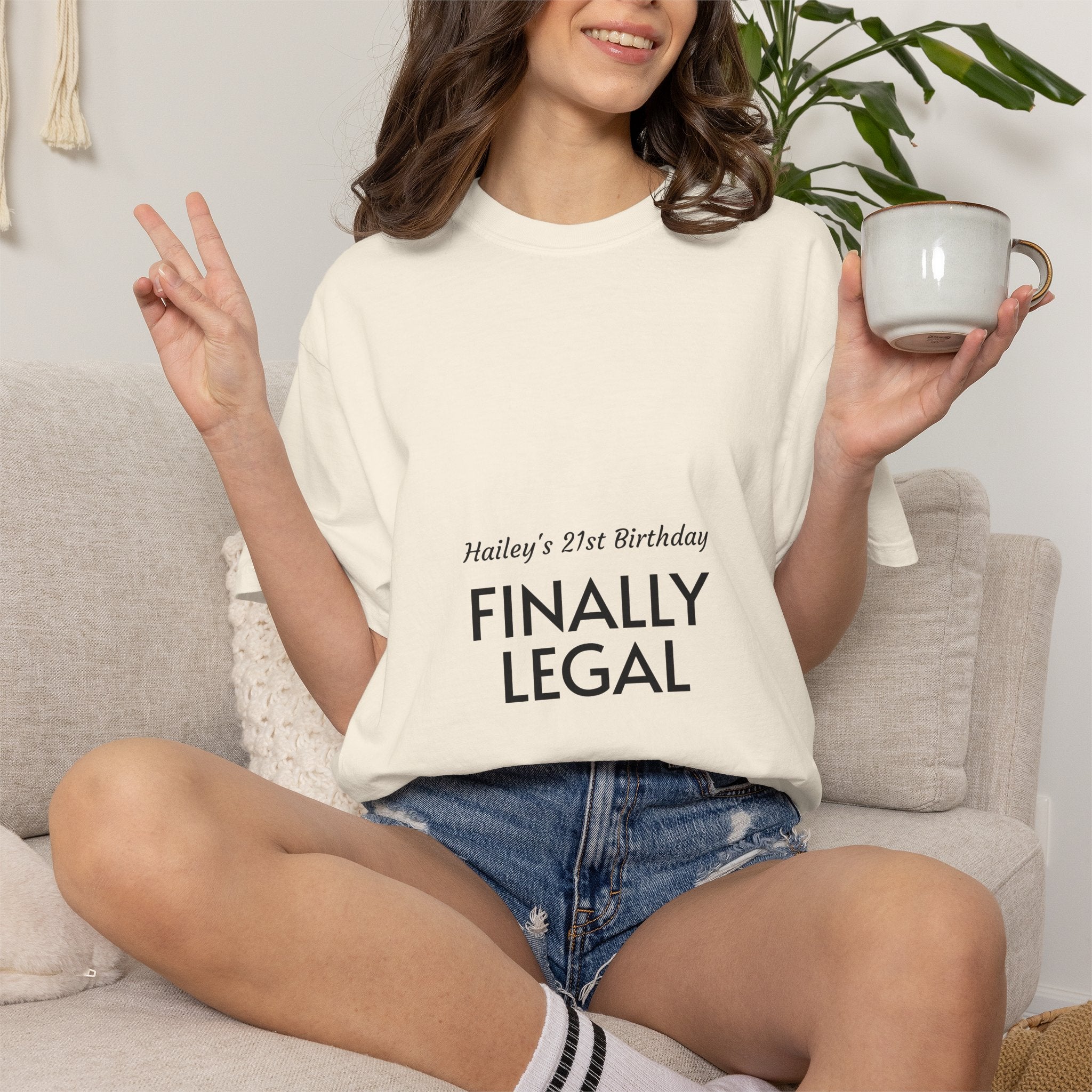 Finally Legal 21st Birthday T-Shirt — "Finally Legal" Front & "Oh My Stars" Back Birthday Tee