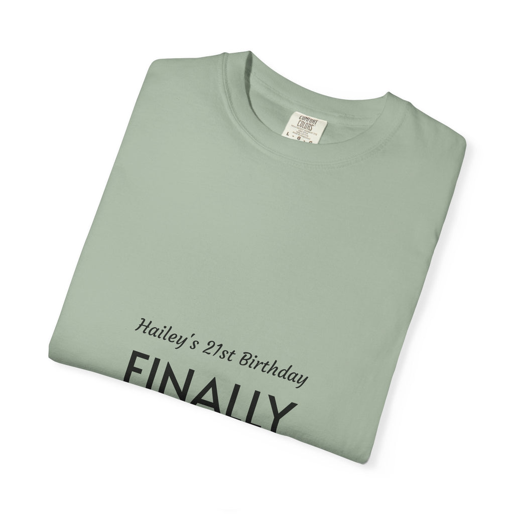 Finally Legal 21st Birthday T-Shirt — "Finally Legal" Front & "Oh My Stars" Back Birthday Tee