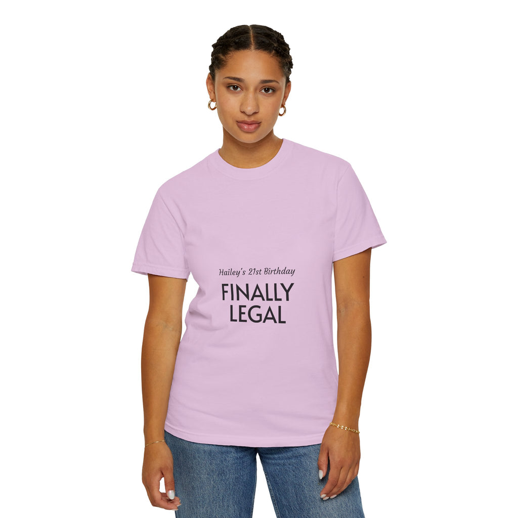 Finally Legal 21st Birthday T-Shirt — "Finally Legal" Front & "Oh My Stars" Back Birthday Tee
