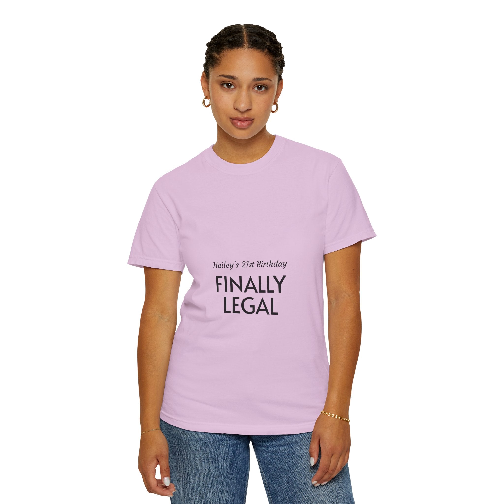 Finally Legal 21st Birthday T-Shirt — "Finally Legal" Front & "Oh My Stars" Back Birthday Tee