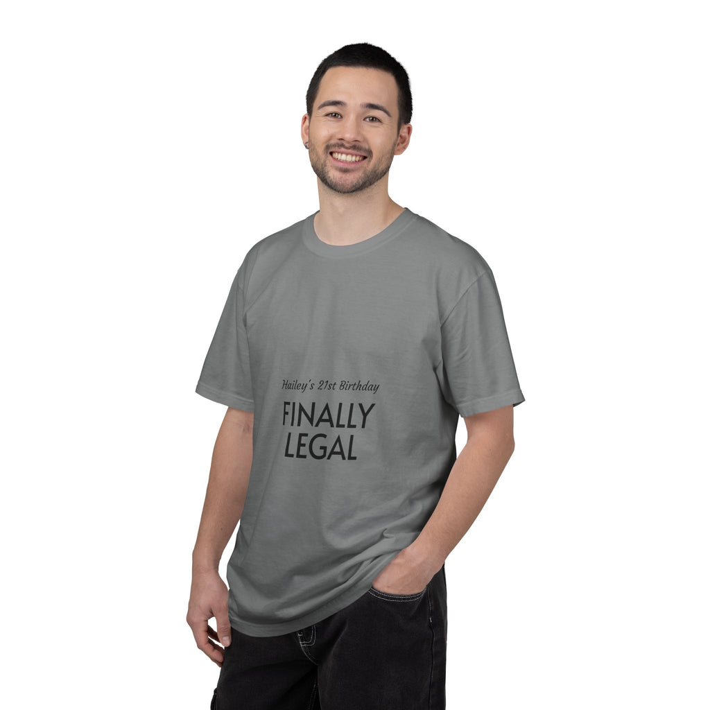 Finally Legal 21st Birthday T-Shirt — "Finally Legal" Front & "Oh My Stars" Back Birthday Tee