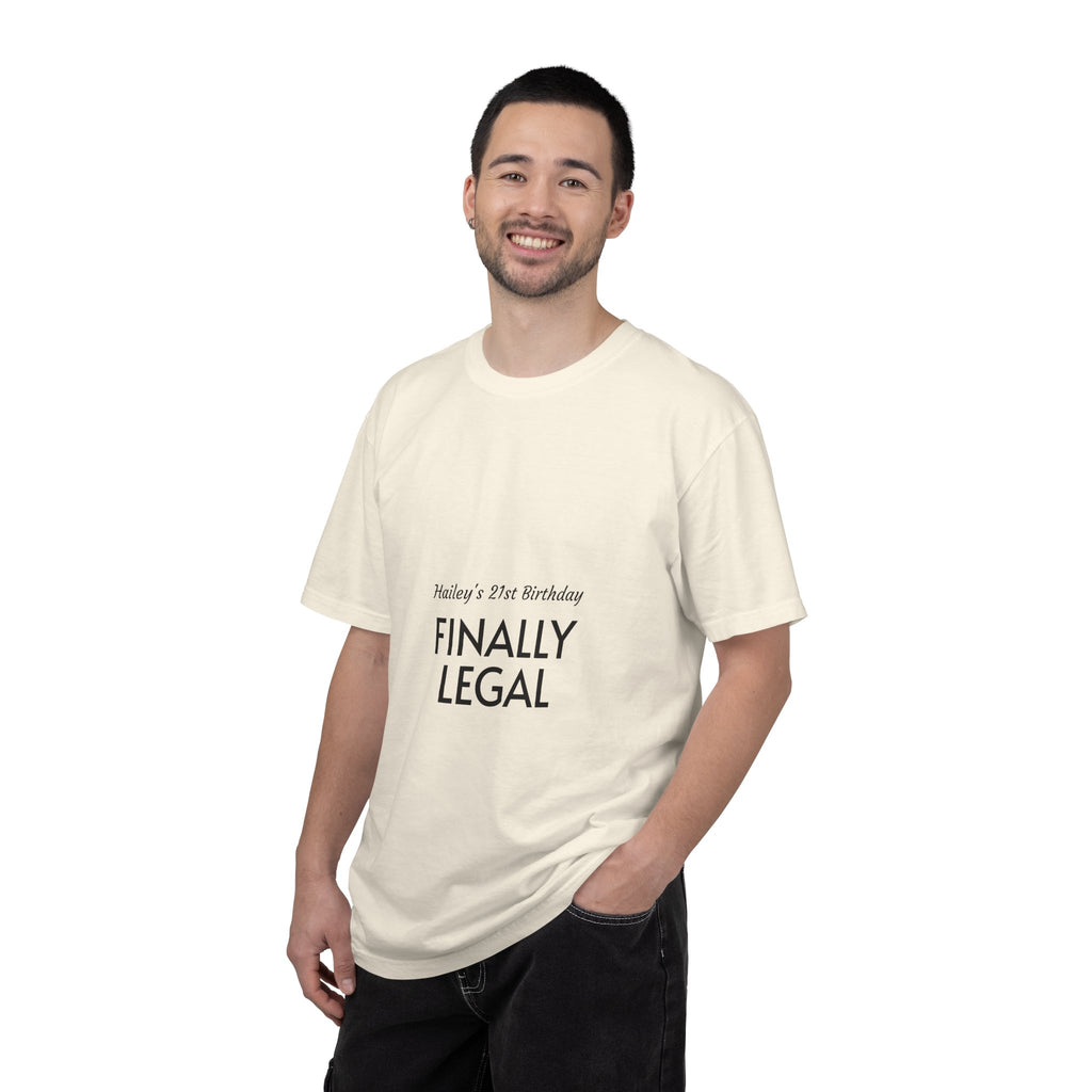 Finally Legal 21st Birthday T-Shirt — "Finally Legal" Front & "Oh My Stars" Back Birthday Tee