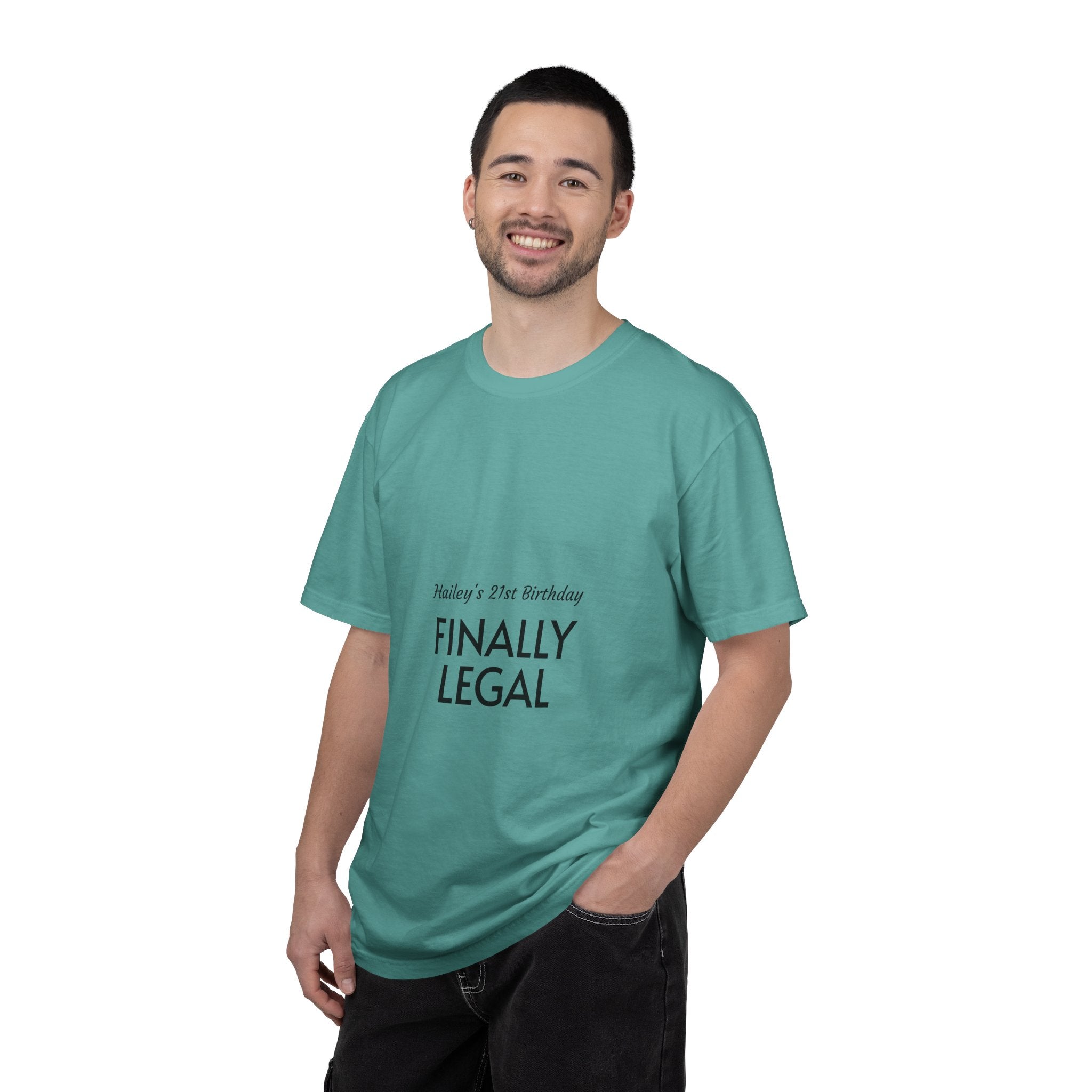 Finally Legal 21st Birthday T-Shirt — "Finally Legal" Front & "Oh My Stars" Back Birthday Tee