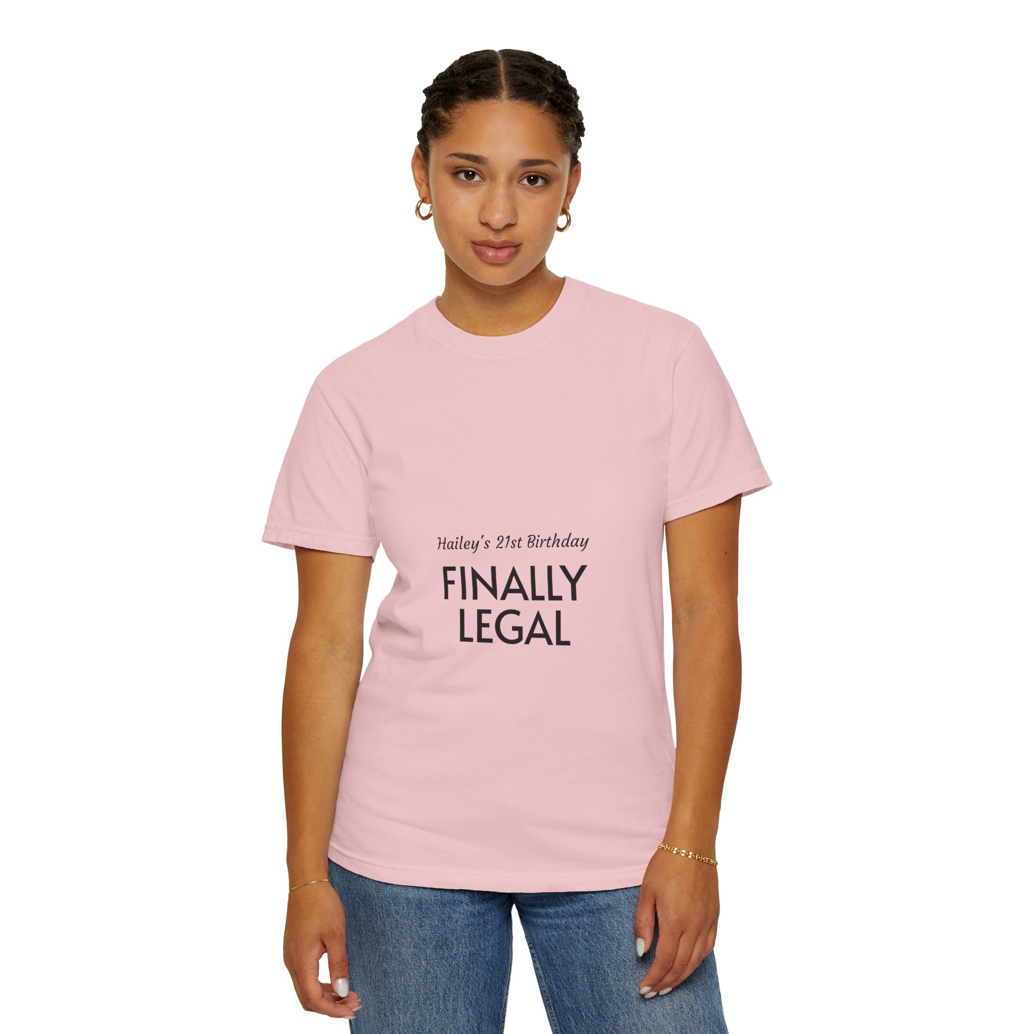 Finally Legal 21st Birthday T-Shirt — "Finally Legal" Front & "Oh My Stars" Back Birthday Tee