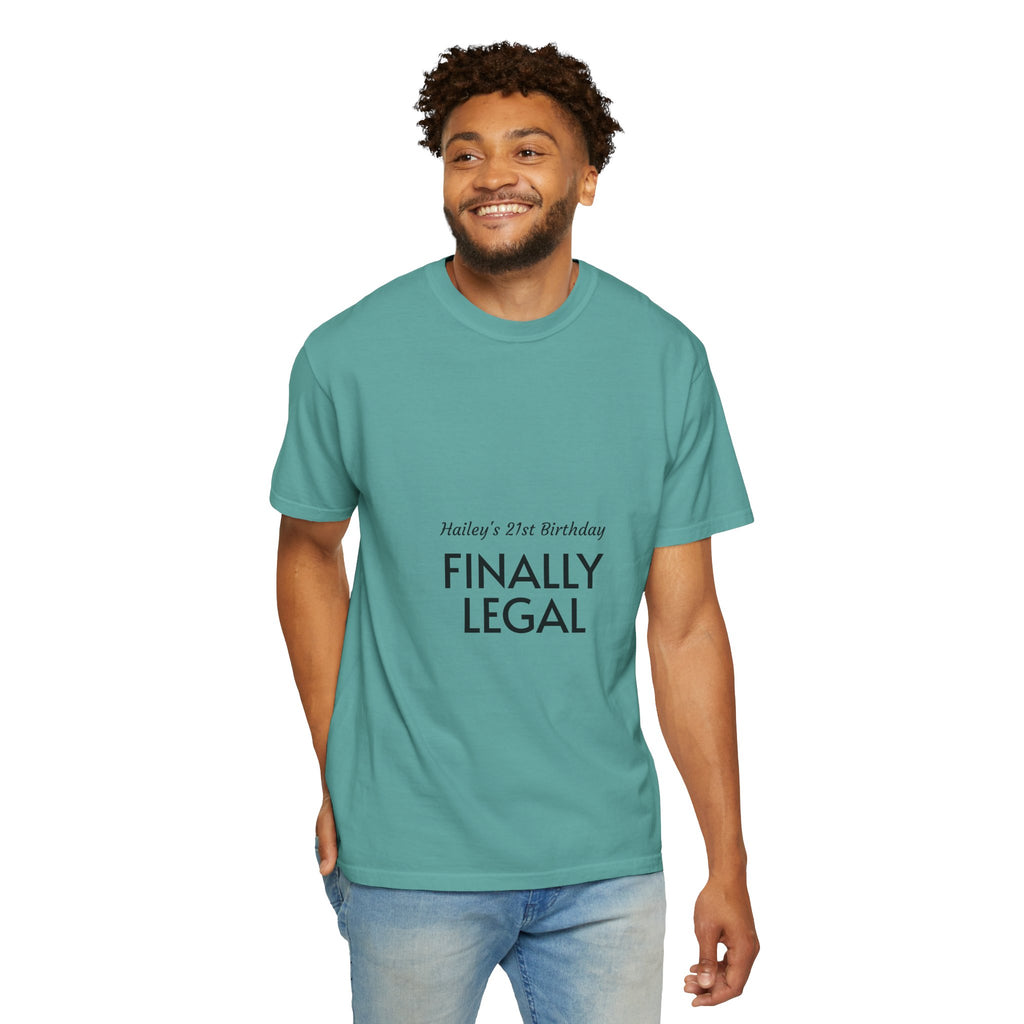 Finally Legal 21st Birthday T-Shirt — "Finally Legal" Front & "Oh My Stars" Back Birthday Tee