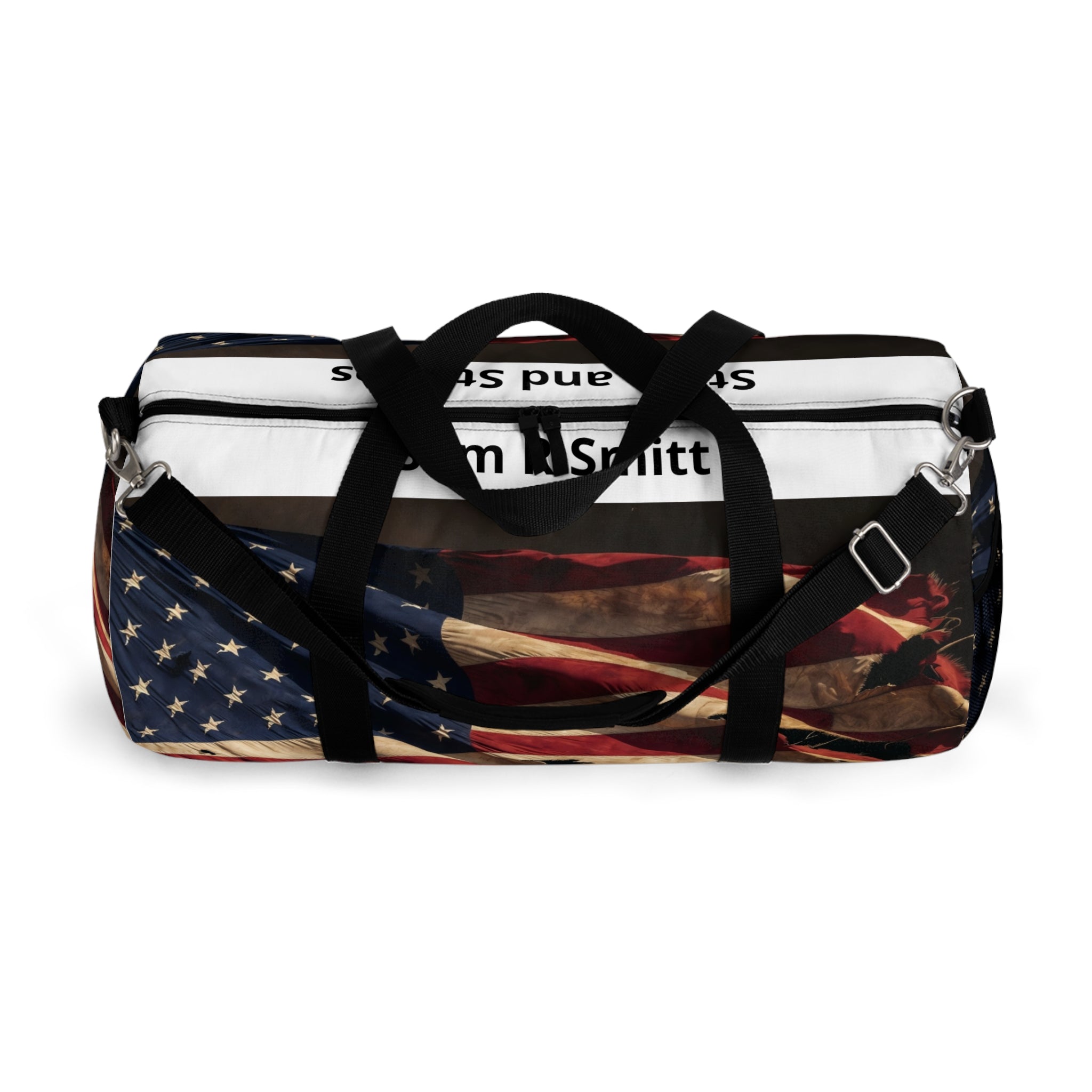 distressed flag stars and stripes personalizable Duffel Bag | Patriotic Anniversary Travel Bag