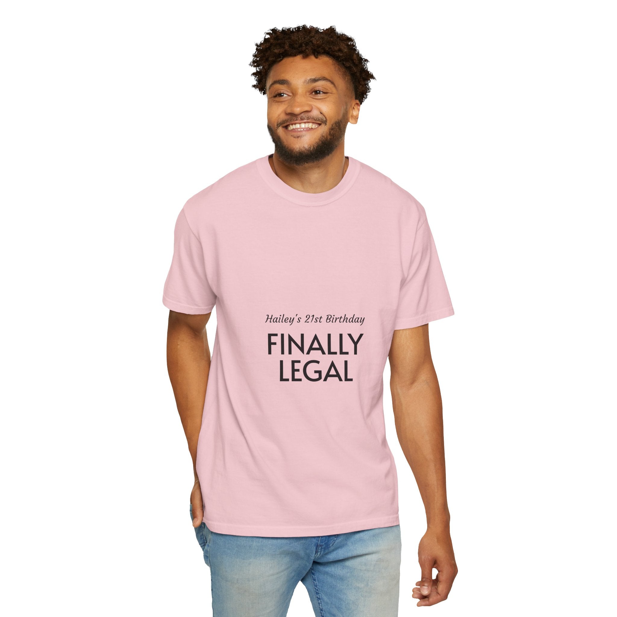 Finally Legal 21st Birthday T-Shirt — "Finally Legal" Front & "Oh My Stars" Back Birthday Tee