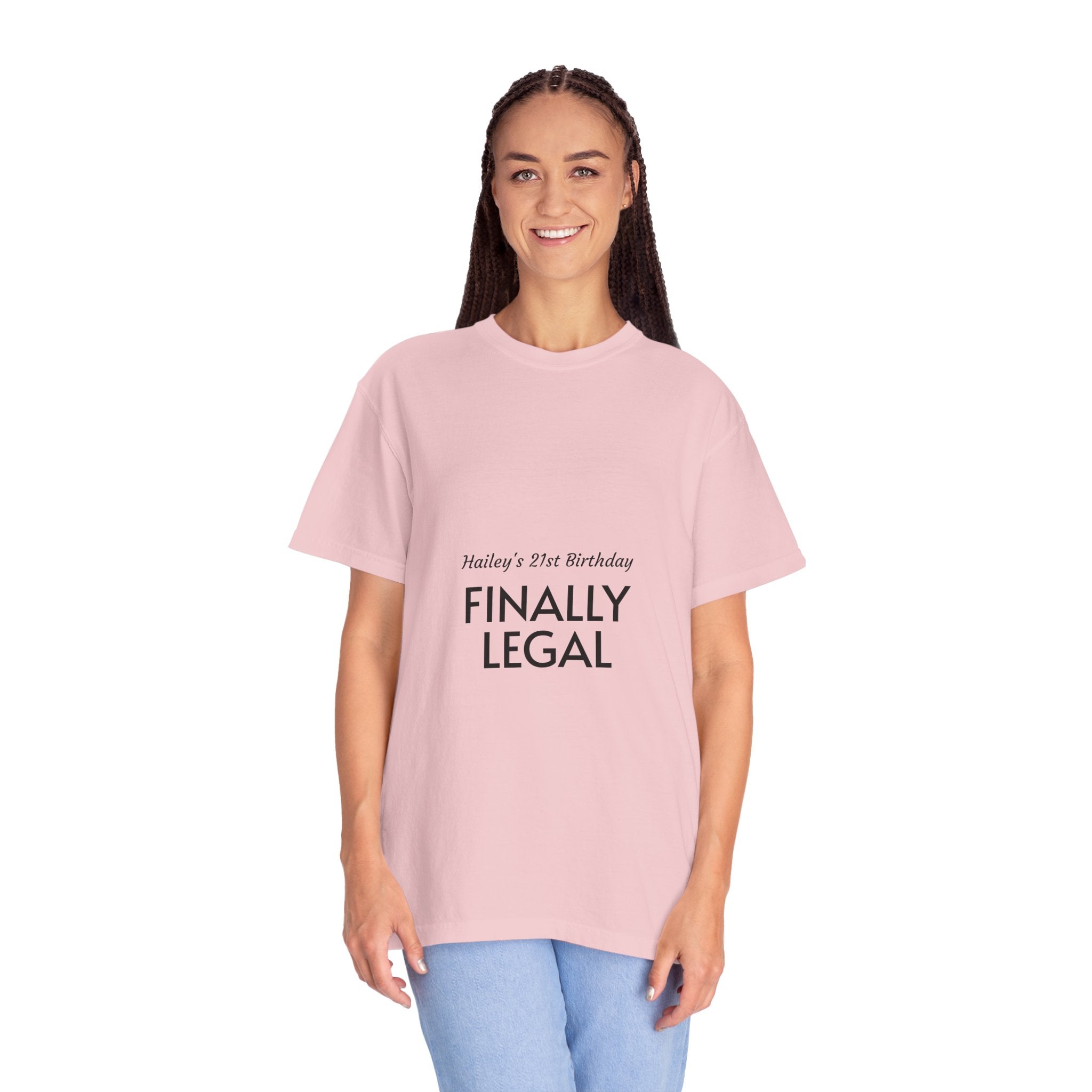 Finally Legal 21st Birthday T-Shirt — "Finally Legal" Front & "Oh My Stars" Back Birthday Tee
