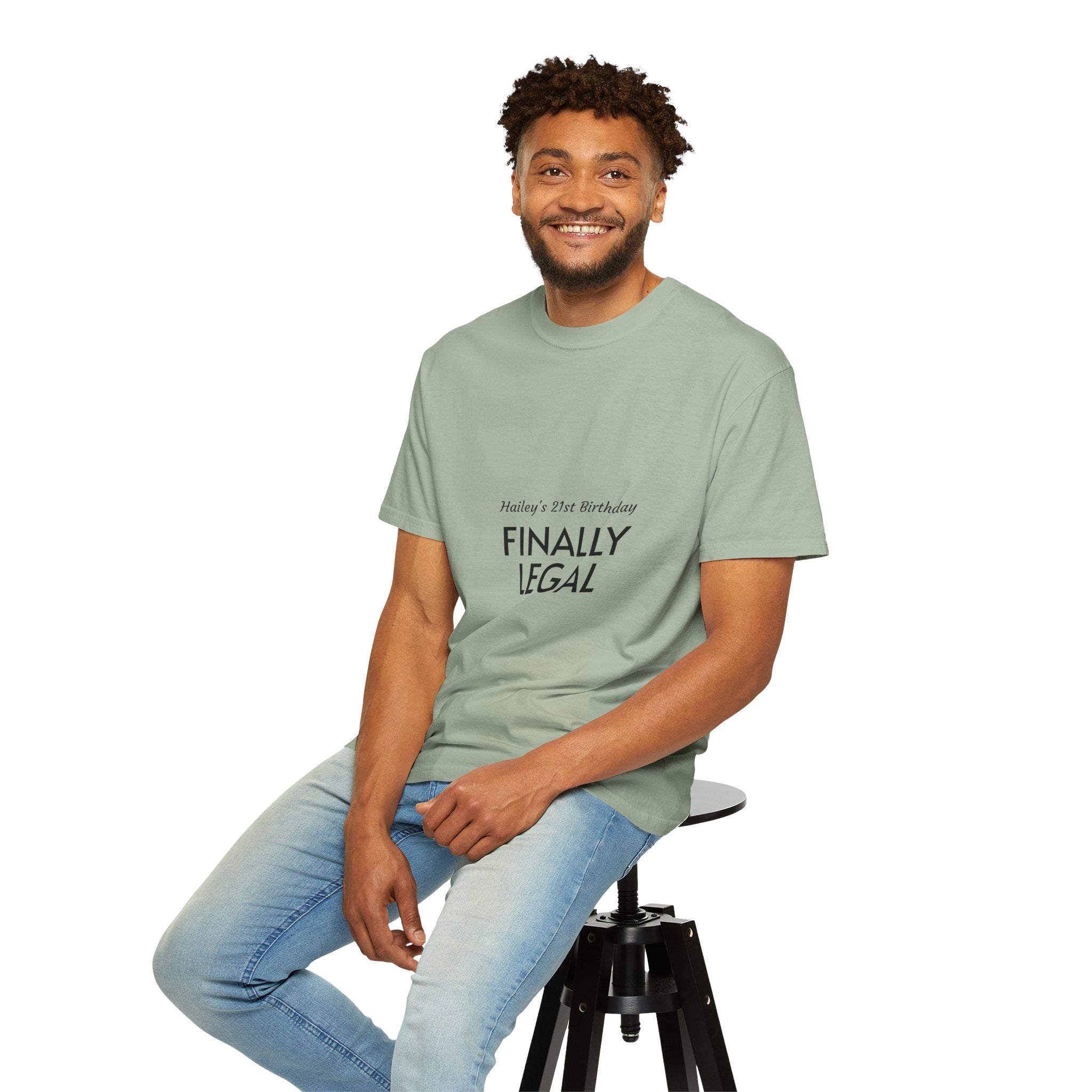 Finally Legal 21st Birthday T-Shirt — "Finally Legal" Front & "Oh My Stars" Back Birthday Tee