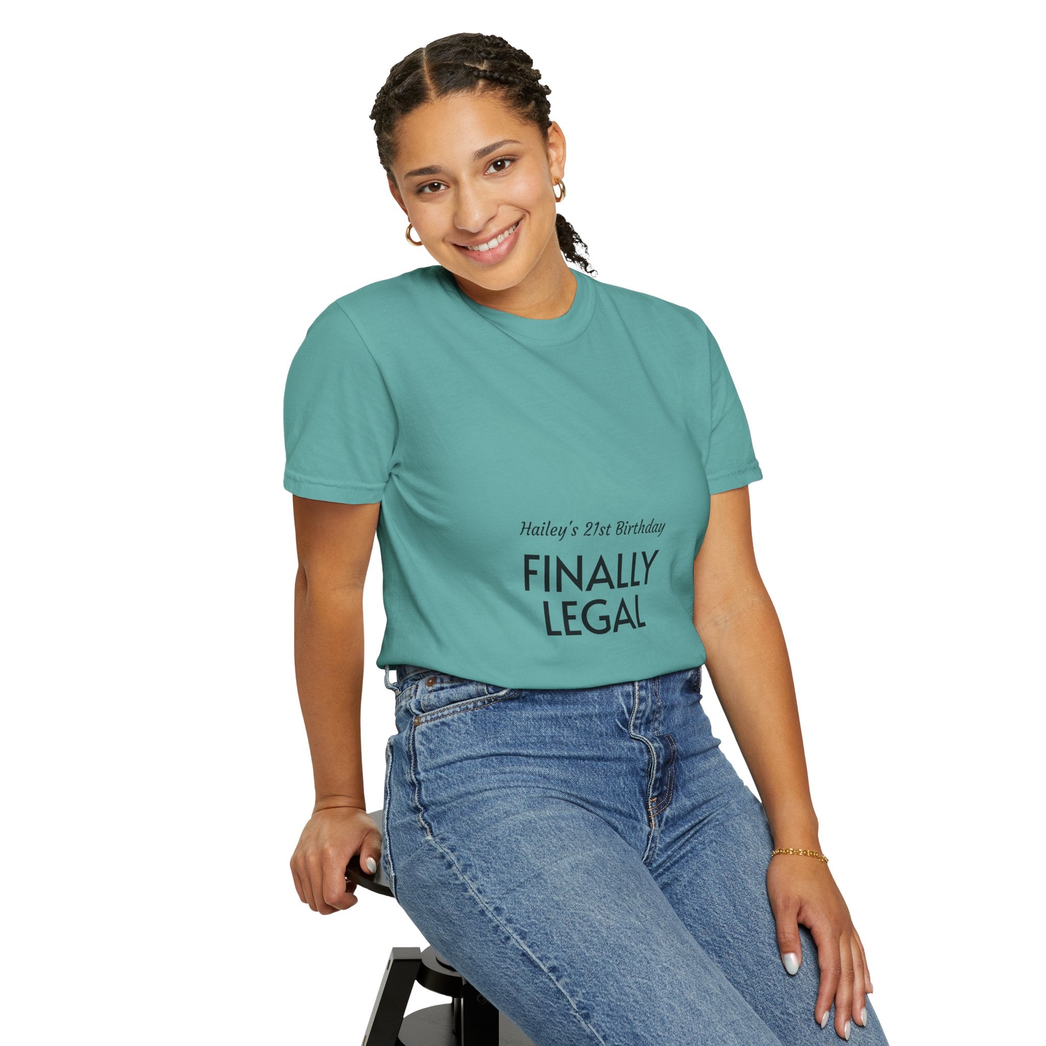 Finally Legal 21st Birthday T-Shirt — "Finally Legal" Front & "Oh My Stars" Back Birthday Tee