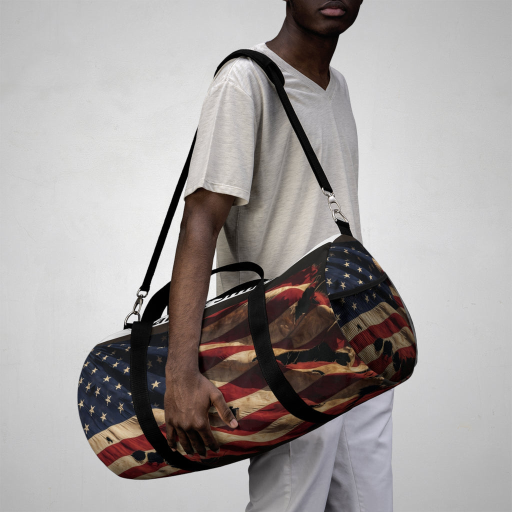 Personalized Patriotic Duffel Bag – Distressed Flag Design