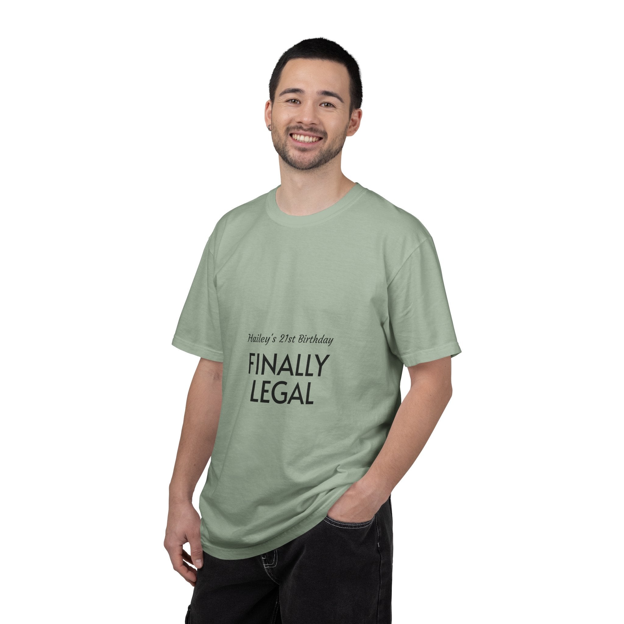 Finally Legal 21st Birthday T-Shirt — "Finally Legal" Front & "Oh My Stars" Back Birthday Tee