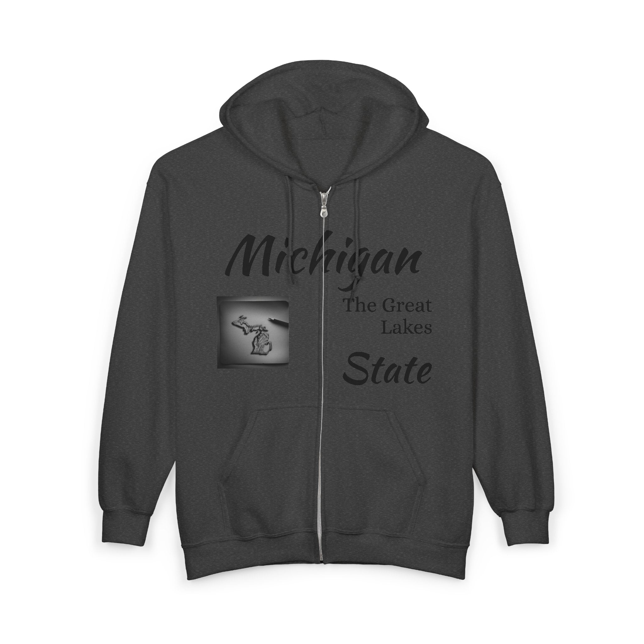 Michigan Great Lakes State Full Zip Hoodie Sweatshirt, Hooded Jacket, Michigan Lover Gift, Midwest Apparel, Lake Michigan Sweatshirt