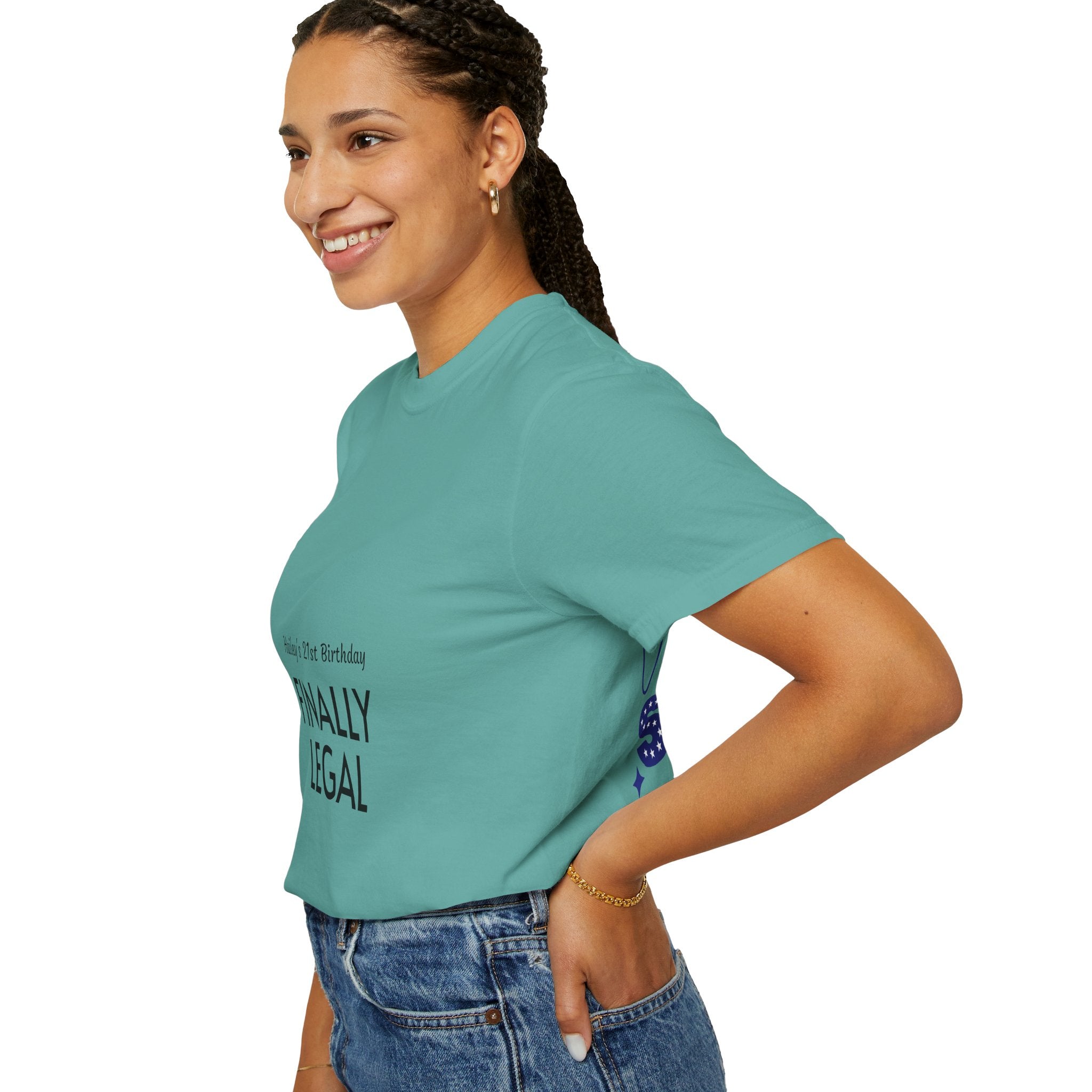 Finally Legal 21st Birthday T-Shirt — "Finally Legal" Front & "Oh My Stars" Back Birthday Tee