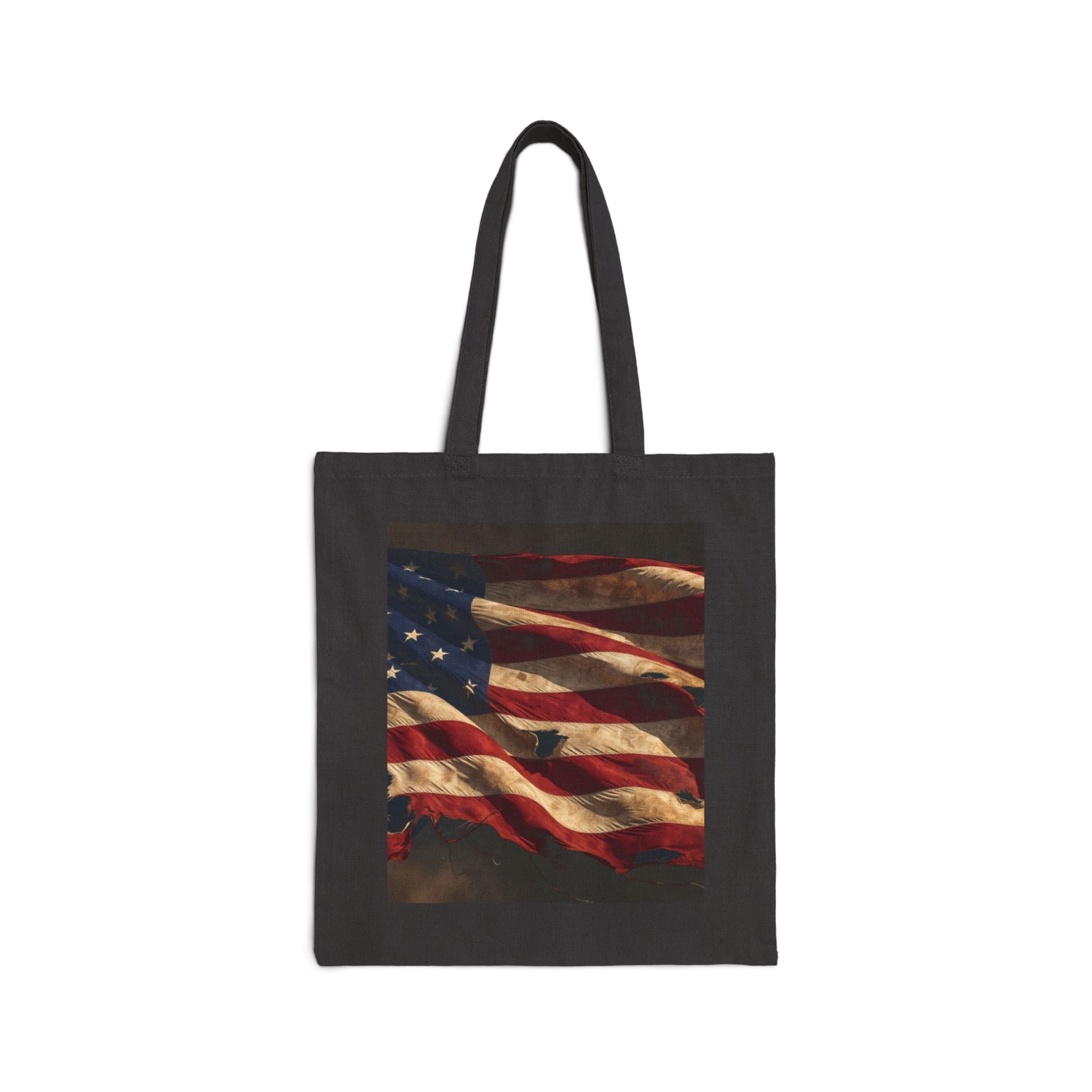 Vintage American Flag Canvas Tote | Patriotic Shopper