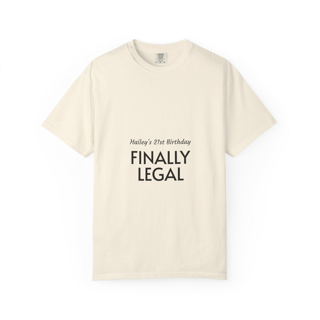 Finally Legal 21st Birthday T-Shirt — "Finally Legal" Front & "Oh My Stars" Back Birthday Tee