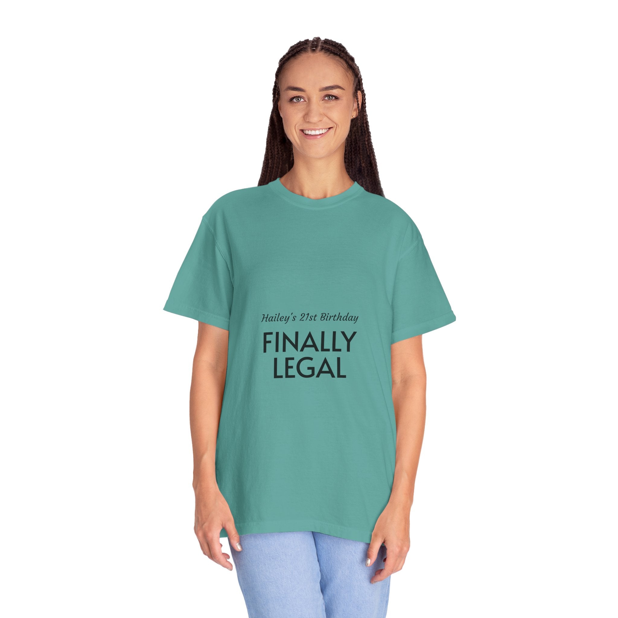 Finally Legal 21st Birthday T-Shirt — "Finally Legal" Front & "Oh My Stars" Back Birthday Tee