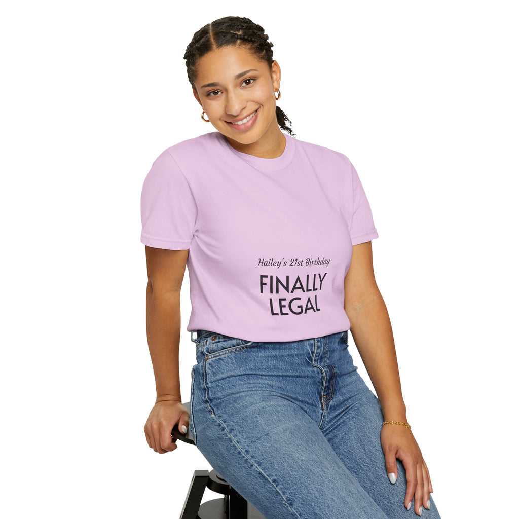 Finally Legal 21st Birthday T-Shirt — "Finally Legal" Front & "Oh My Stars" Back Birthday Tee