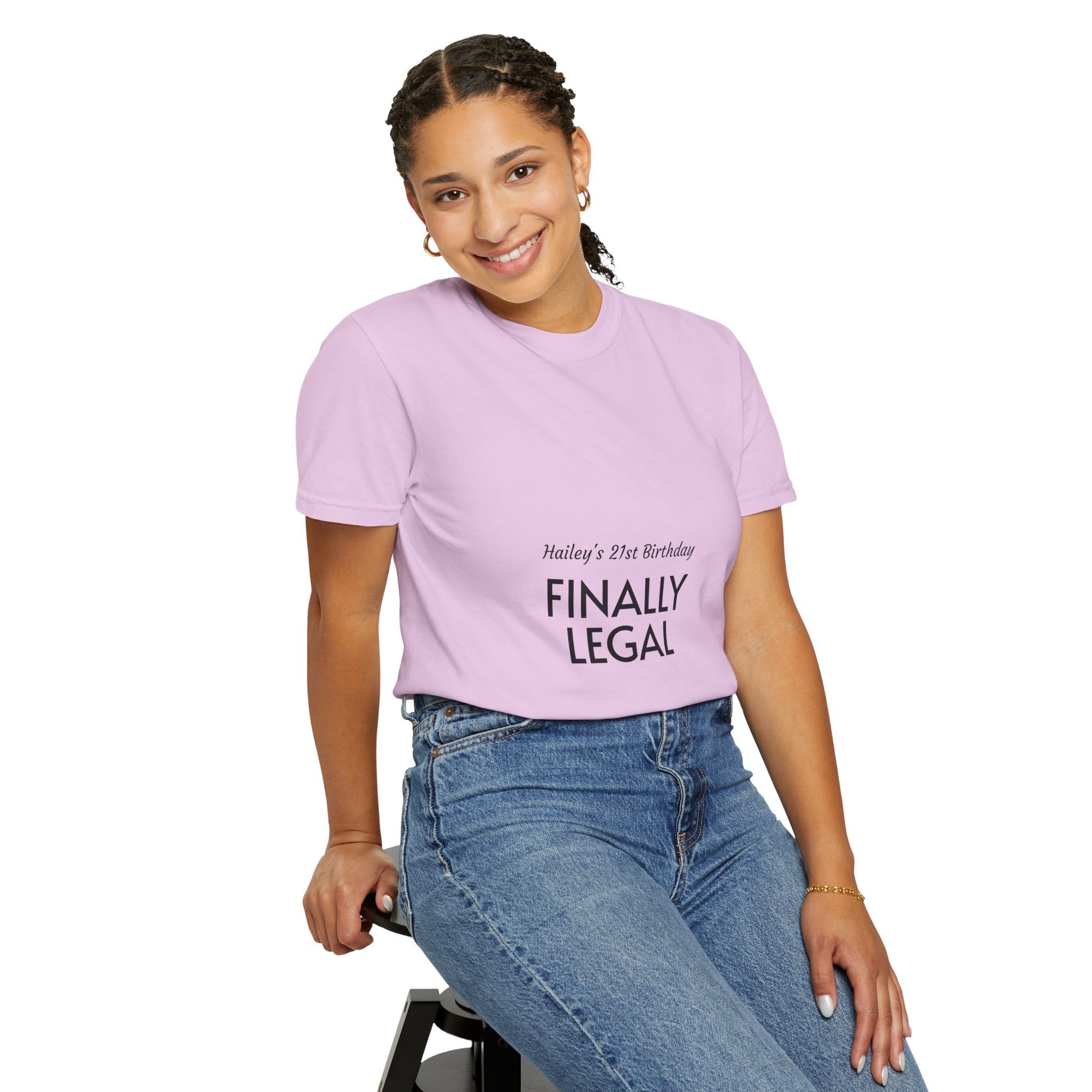 Finally Legal 21st Birthday T-Shirt — "Finally Legal" Front & "Oh My Stars" Back Birthday Tee
