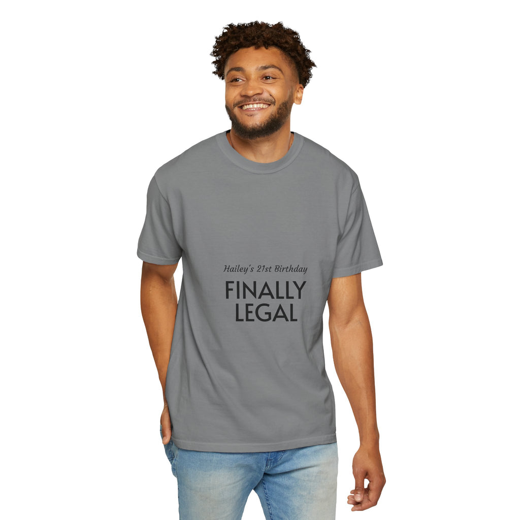 Finally Legal 21st Birthday T-Shirt — "Finally Legal" Front & "Oh My Stars" Back Birthday Tee